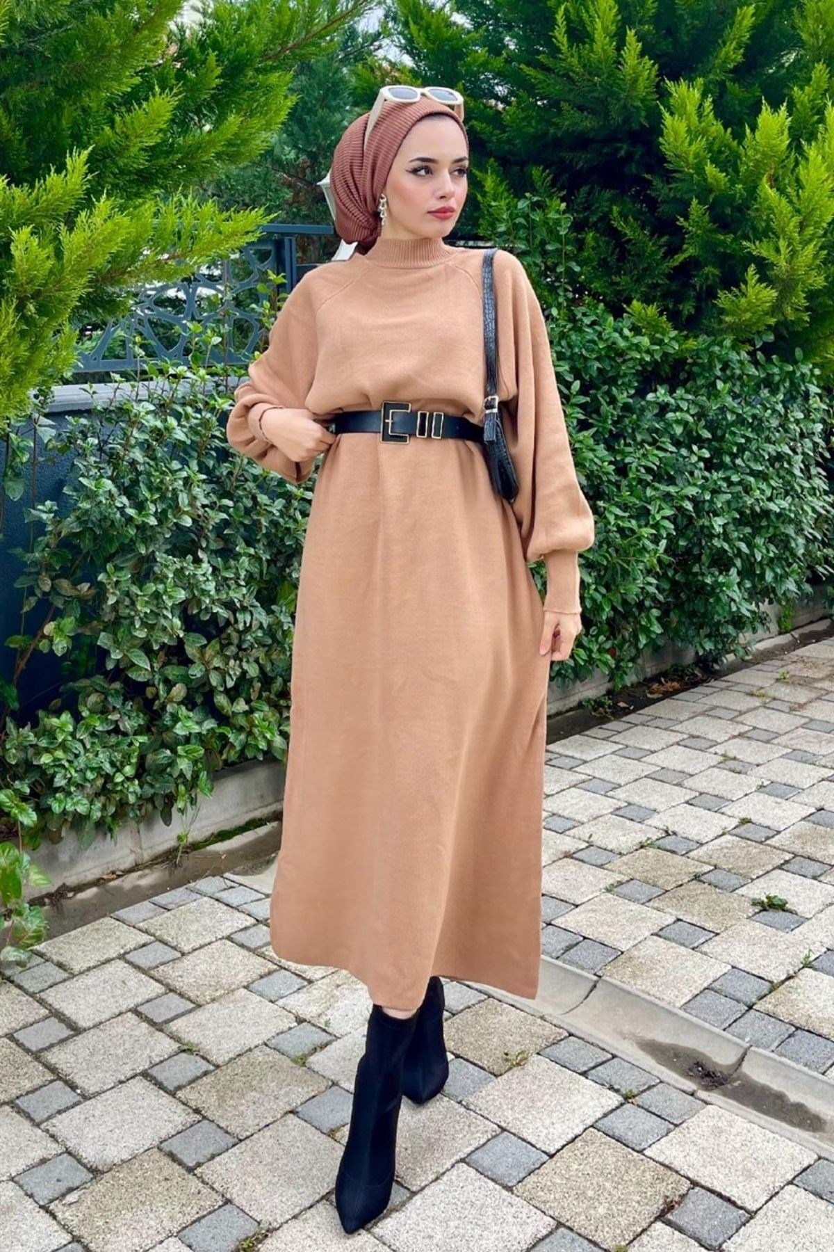 İnna Triko Elbise-CAMEL, Fiyatları İnna Triko Elbise-SİYAH – Haza Moda | Tesettür Giyim