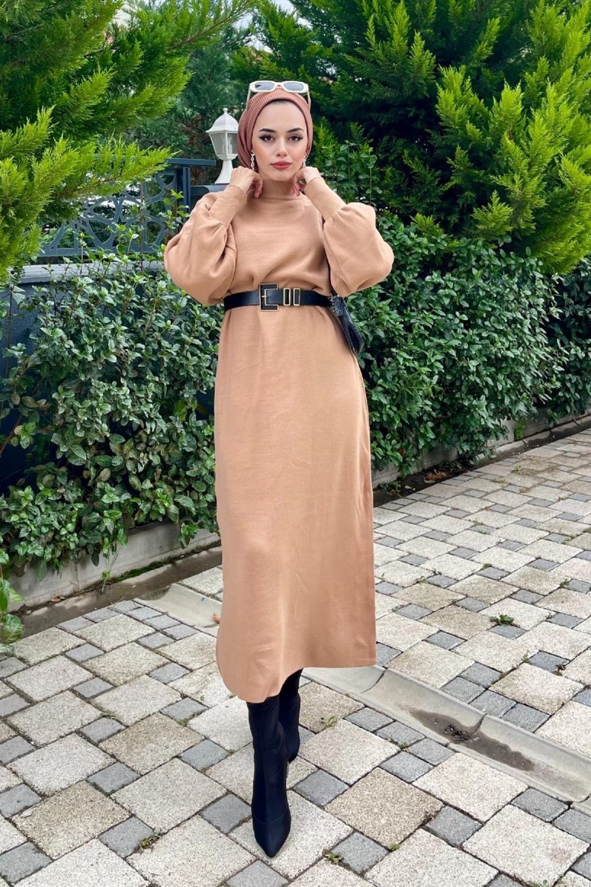 İnna Triko Elbise-CAMEL, Fiyatları İnna Triko Elbise-SİYAH – Haza Moda | Tesettür Giyim