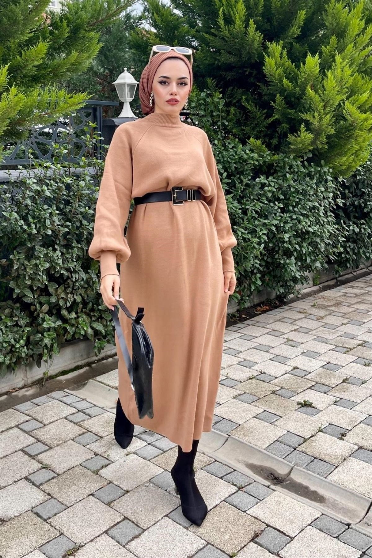 İnna Triko Elbise-CAMEL, Fiyatları İnna Triko Elbise-SİYAH – Haza Moda | Tesettür Giyim