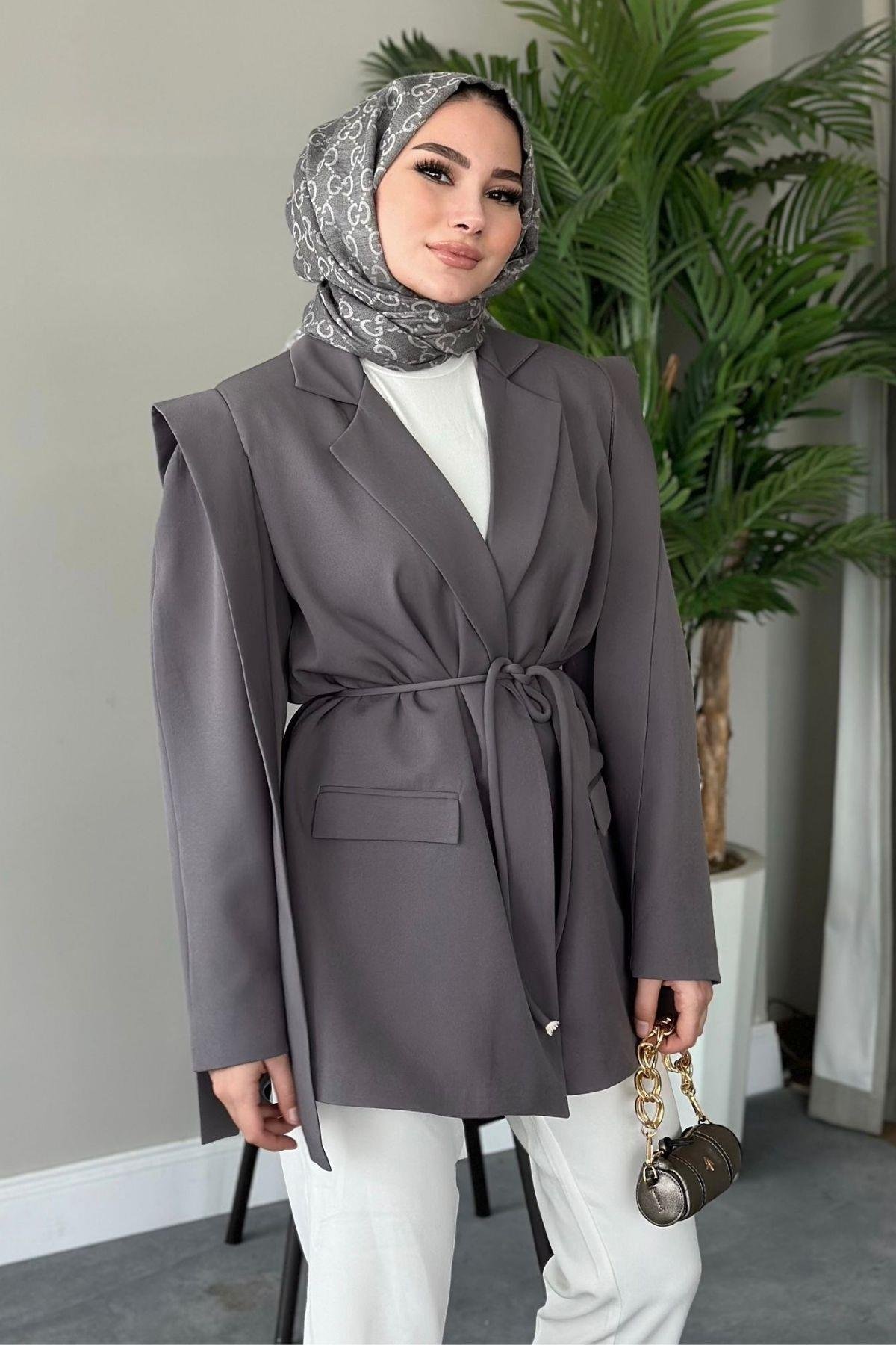 İpli Blazer Ceket Füme, Fiyatları 