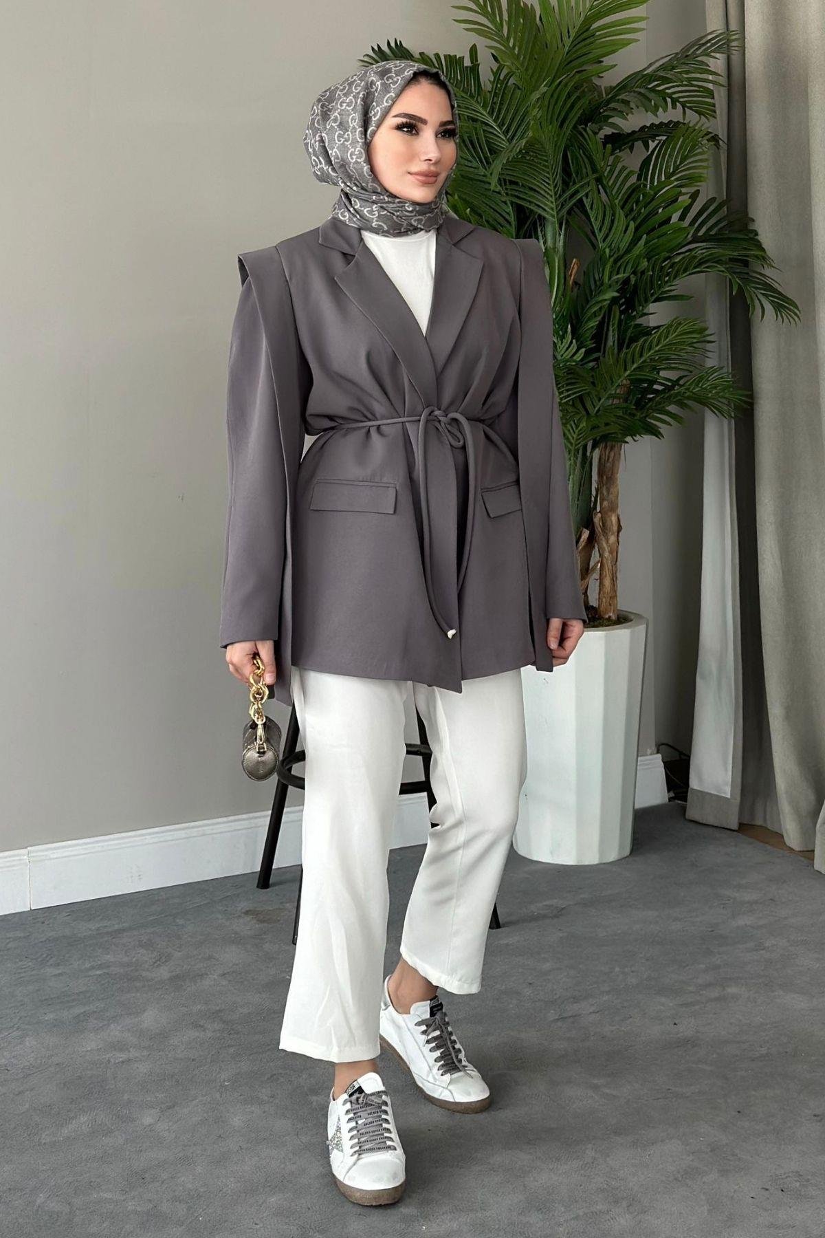 İpli Blazer Ceket Füme, Fiyatları 