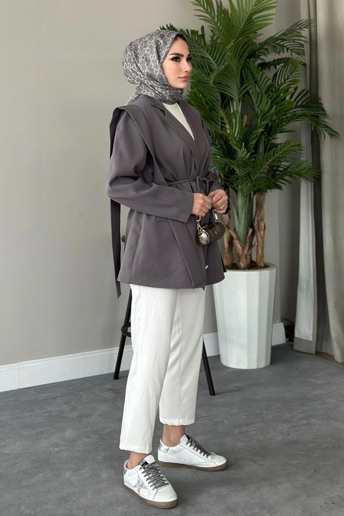 İpli Blazer Ceket Füme, Fiyatları 