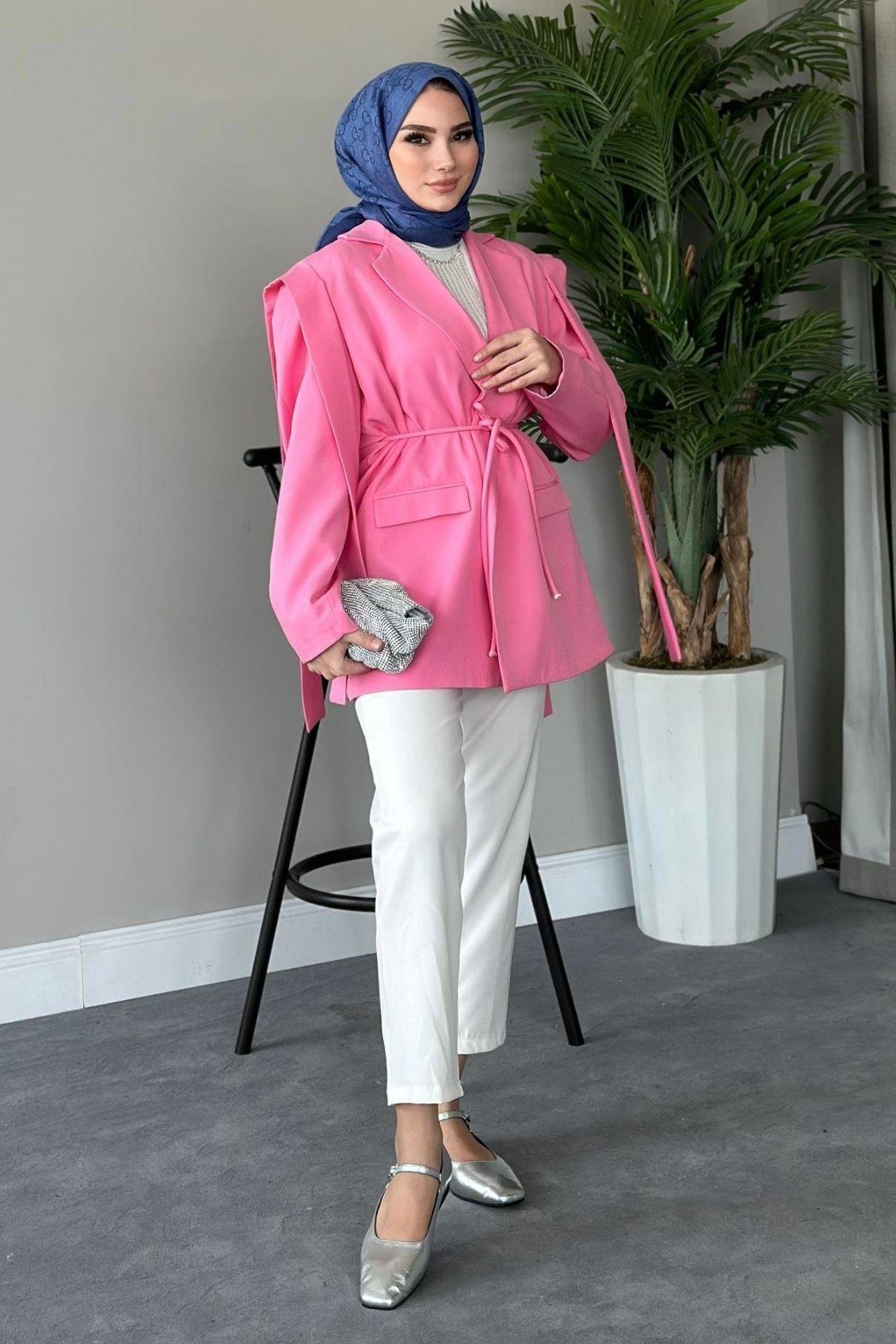 İpli Blazer Ceket Pembe, Fiyatları 