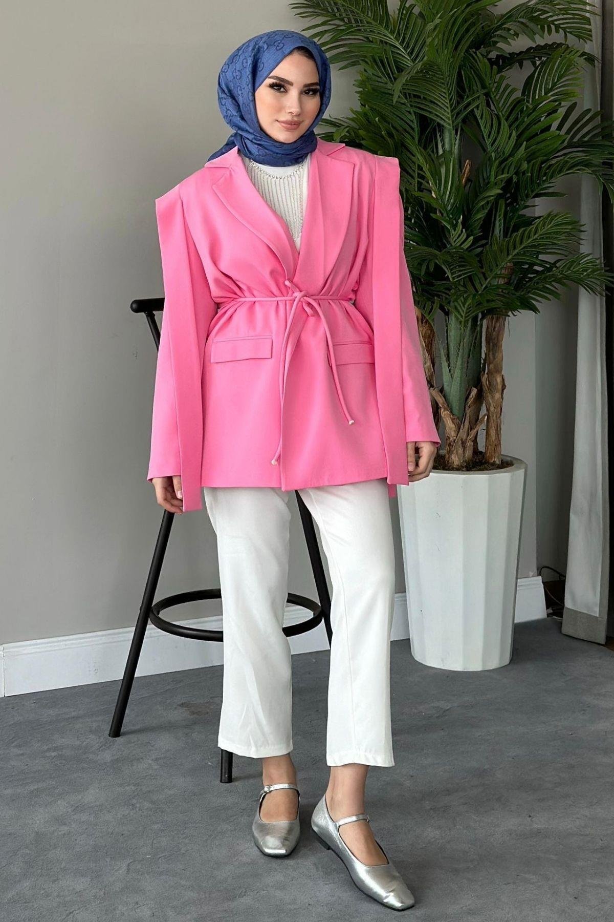İpli Blazer Ceket Pembe, Fiyatları 