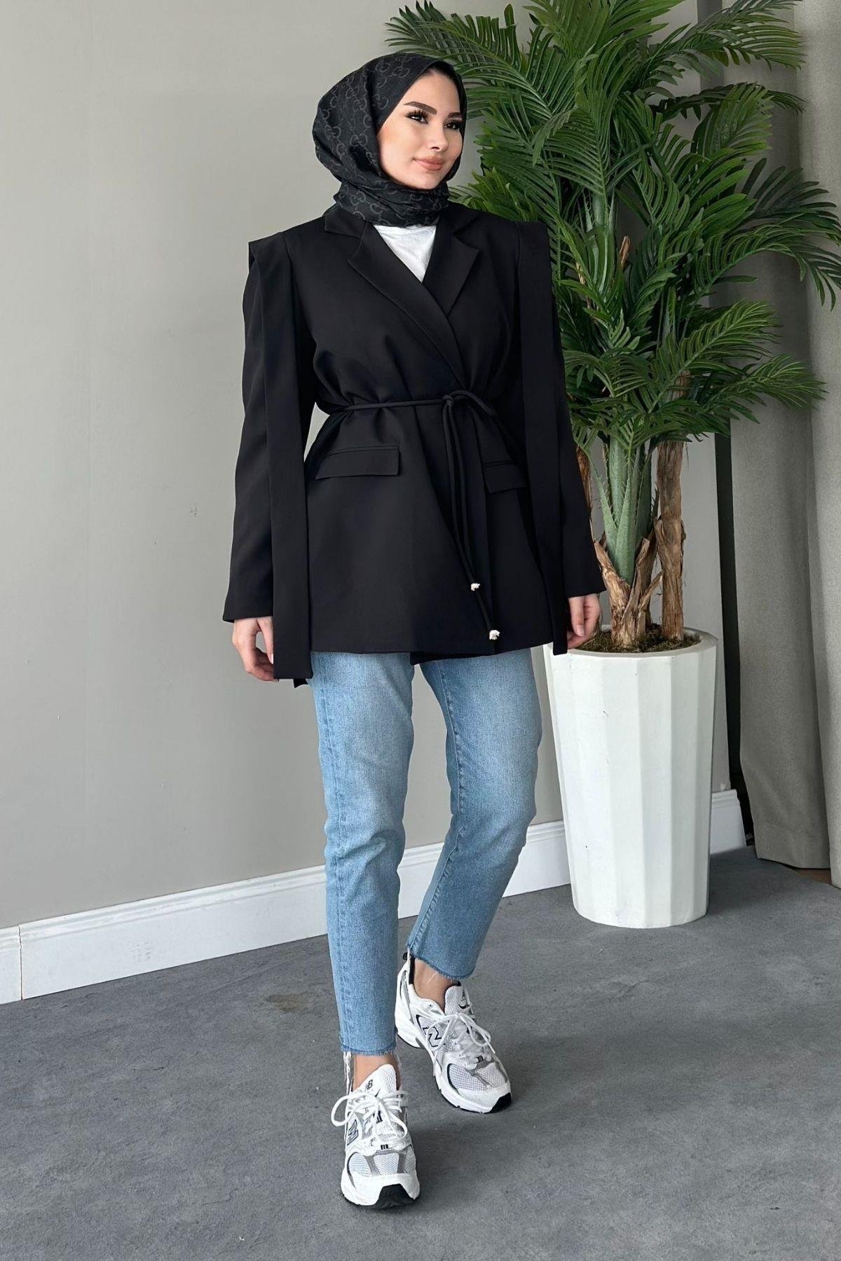 İpli Blazer Ceket Siyah, Fiyatları 