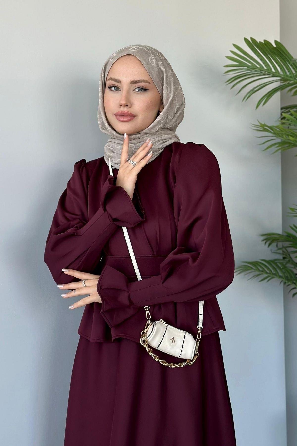 İsabel Etekli Takım Mürdüm, Fiyatları Haza Moda | Tesettür Giyim | İsabel Etekli Takım Mürdüm