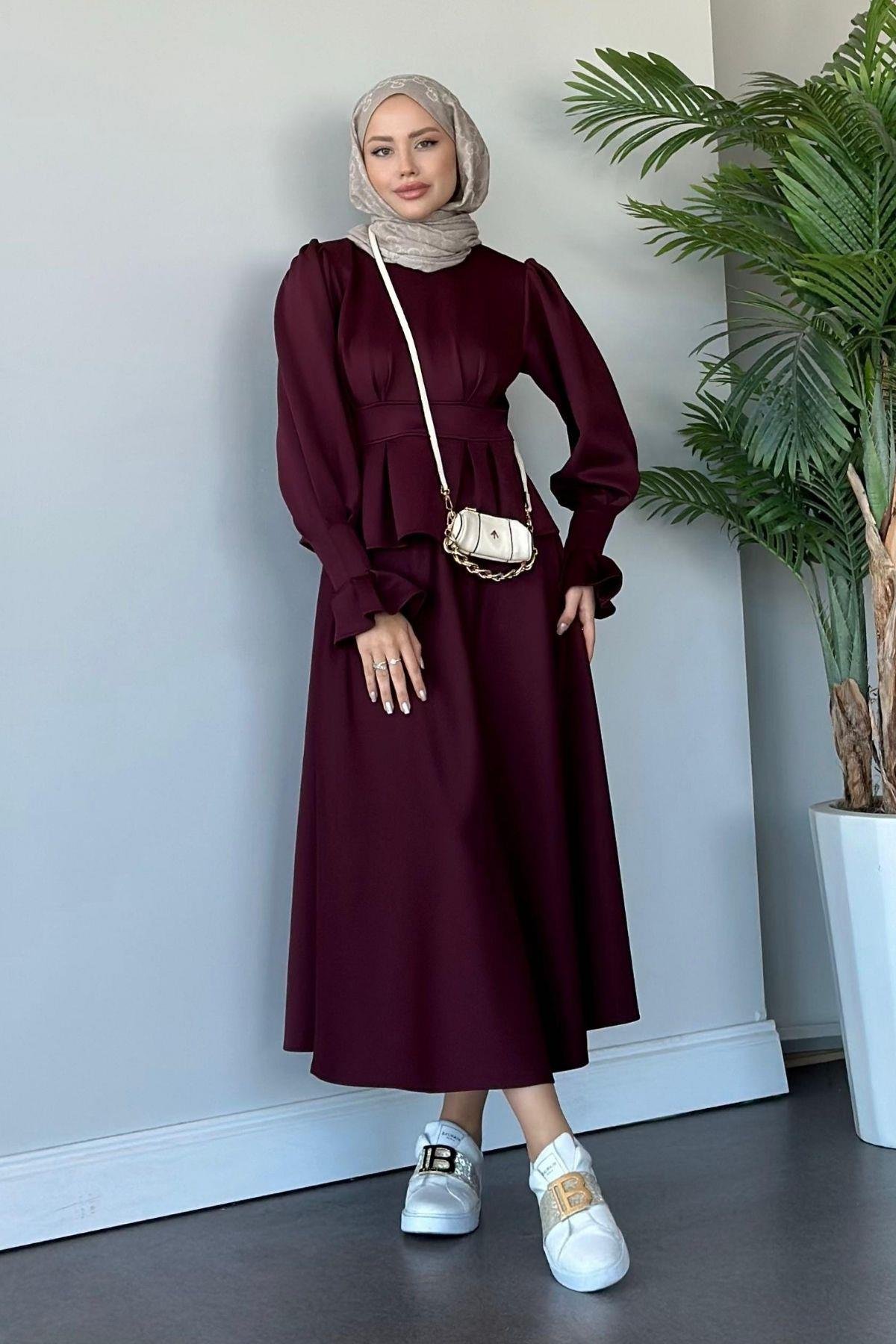 İsabel Etekli Takım Mürdüm, Fiyatları Haza Moda | Tesettür Giyim | İsabel Etekli Takım Mürdüm