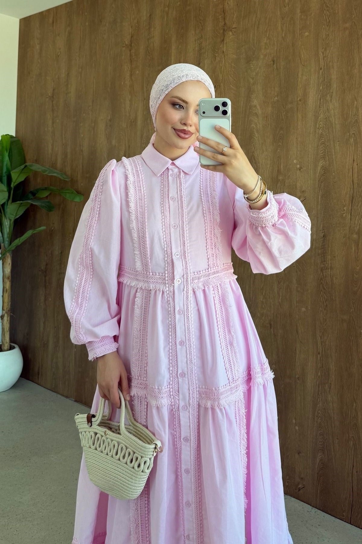 İvana Güpür Detaylı Elbise Pembe, Fiyatları 