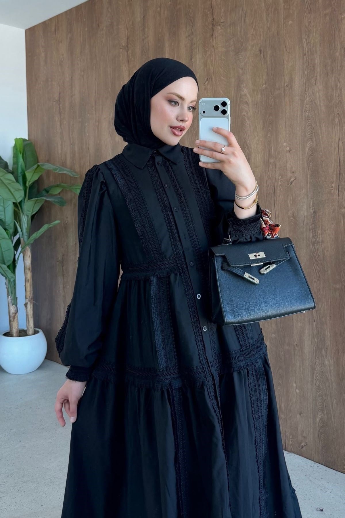 İvana Güpür Detaylı Elbise Siyah, Fiyatları İvana Güpür Detaylı Elbise Siyah| Haza Moda