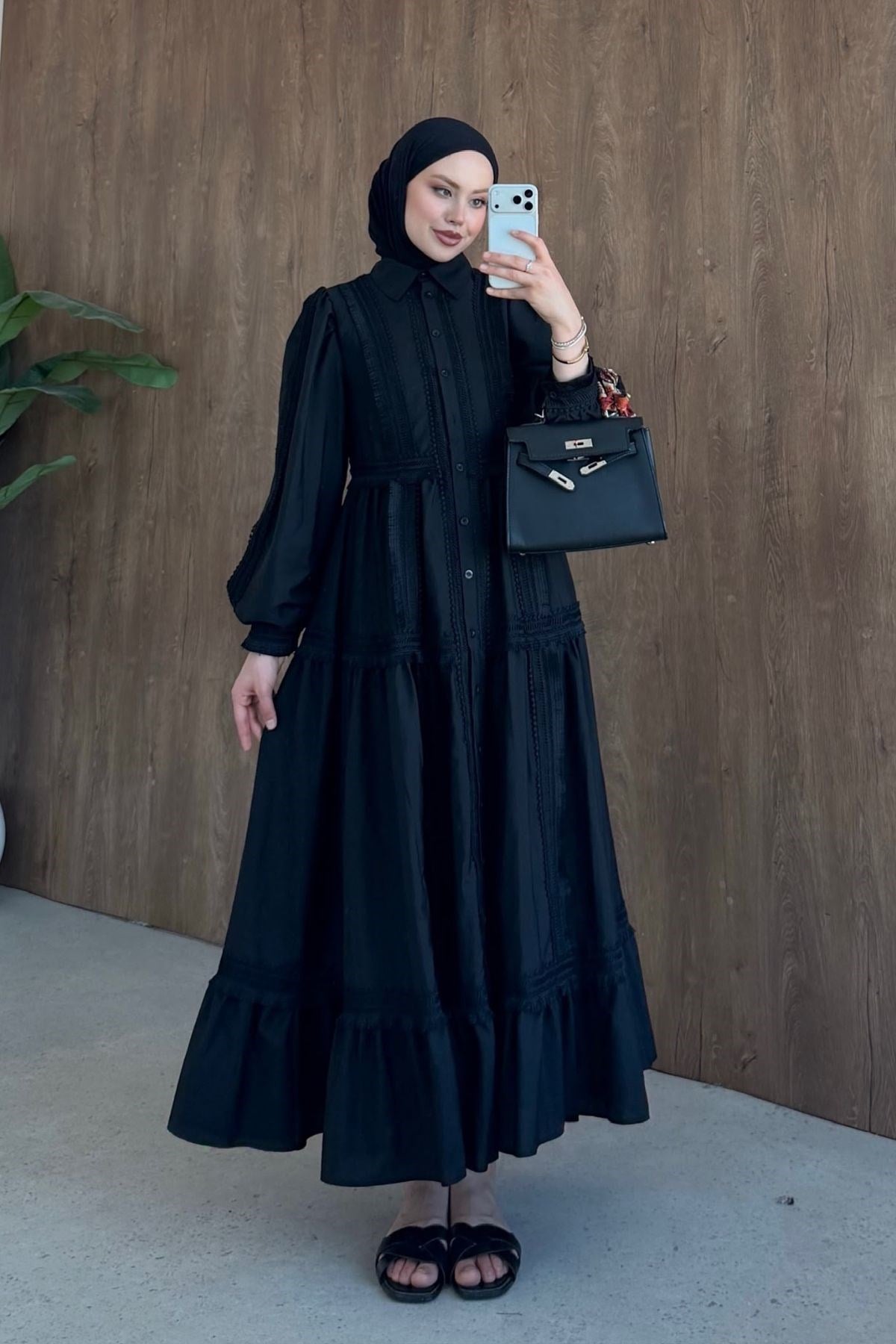 İvana Güpür Detaylı Elbise Siyah, Fiyatları İvana Güpür Detaylı Elbise Siyah| Haza Moda