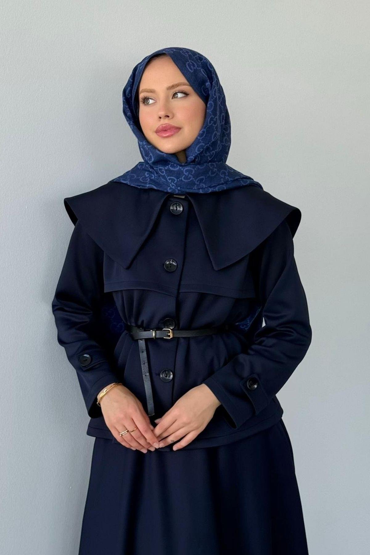 Jose Kemerli Etekli Takım Lacivert, Fiyatları Jose Kemerli Etekli Takım Lacivert Haza Moda 