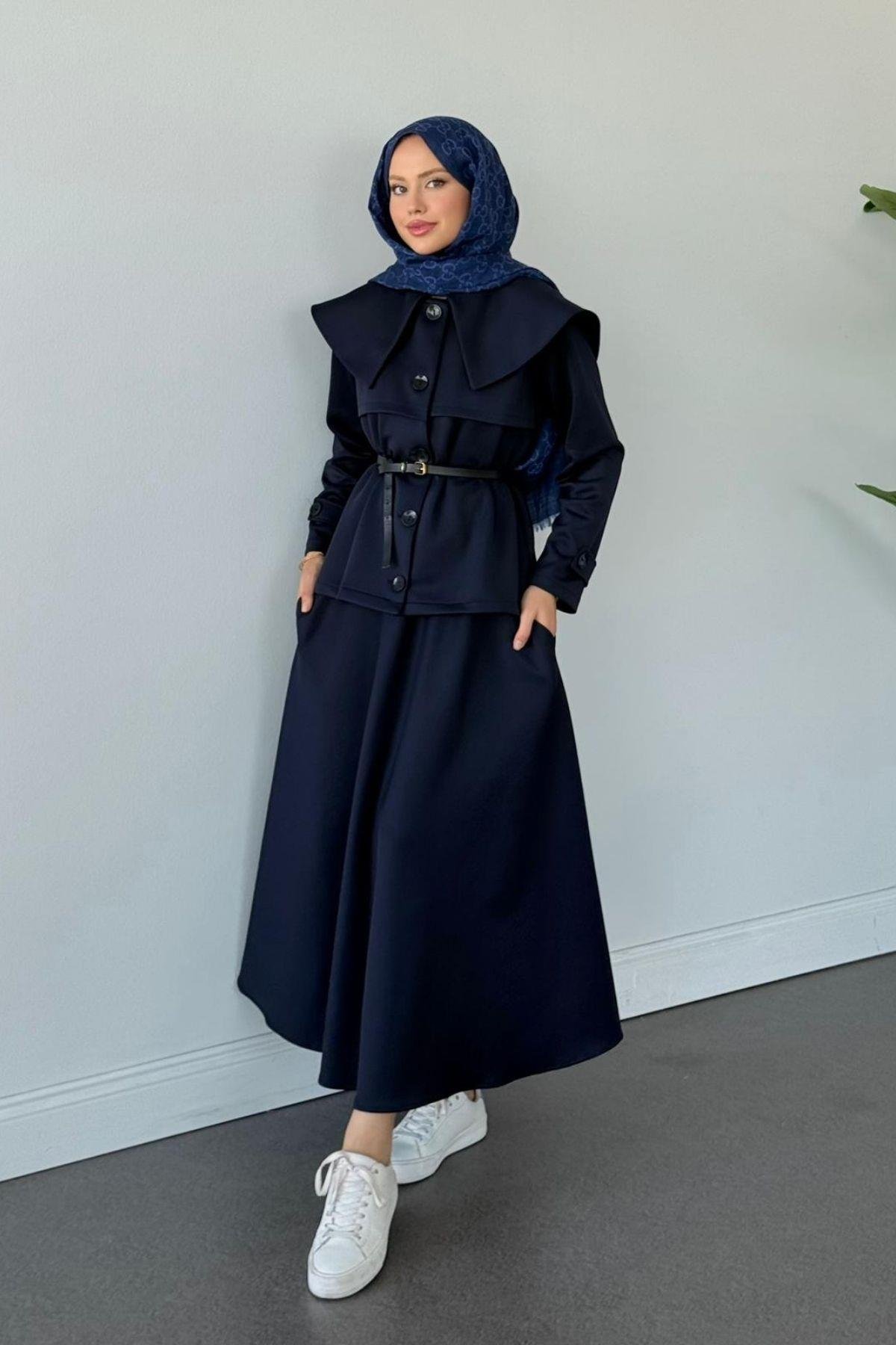 Jose Kemerli Etekli Takım Lacivert, Fiyatları Jose Kemerli Etekli Takım Lacivert Haza Moda 