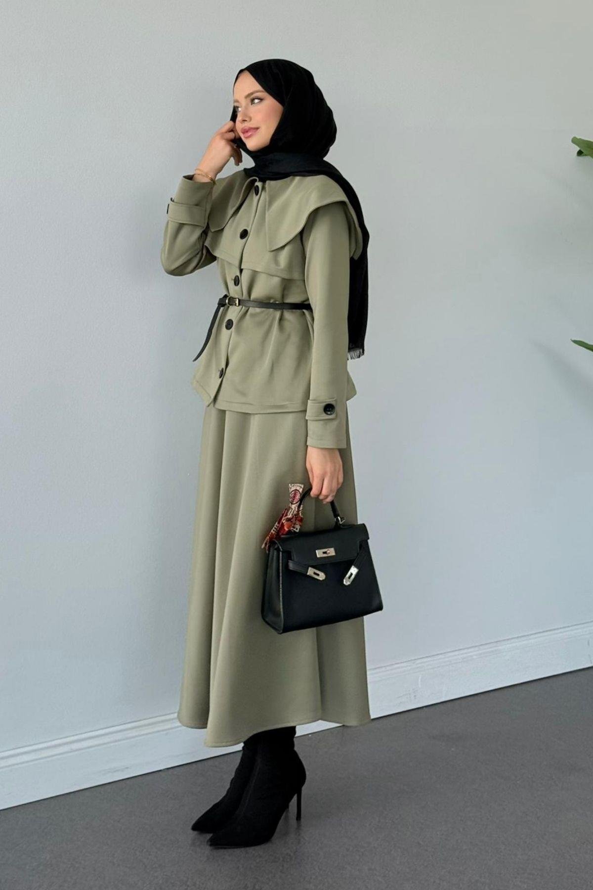 Jose Kemerli Etekli Takım Mint, Fiyatları Jose Kemerli Etekli Takım Mint Haza Moda 