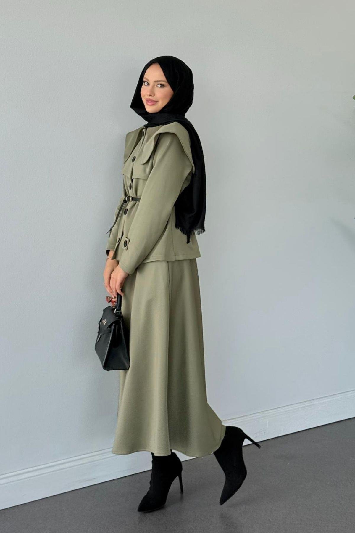 Jose Kemerli Etekli Takım Mint, Fiyatları Jose Kemerli Etekli Takım Mint Haza Moda 