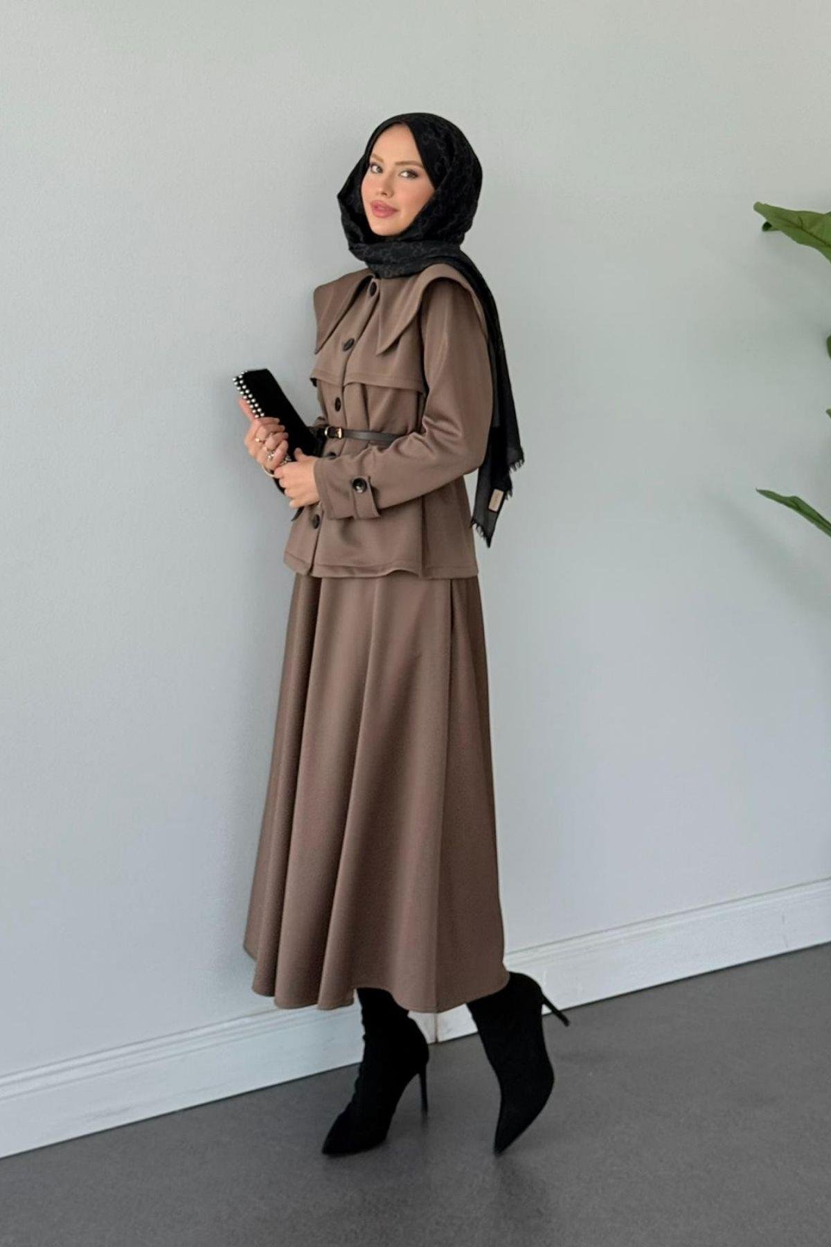 Jose Kemerli Etekli Takım Vizon, Fiyatları Jose Kemerli Etekli Takım Vizon Haza Moda 