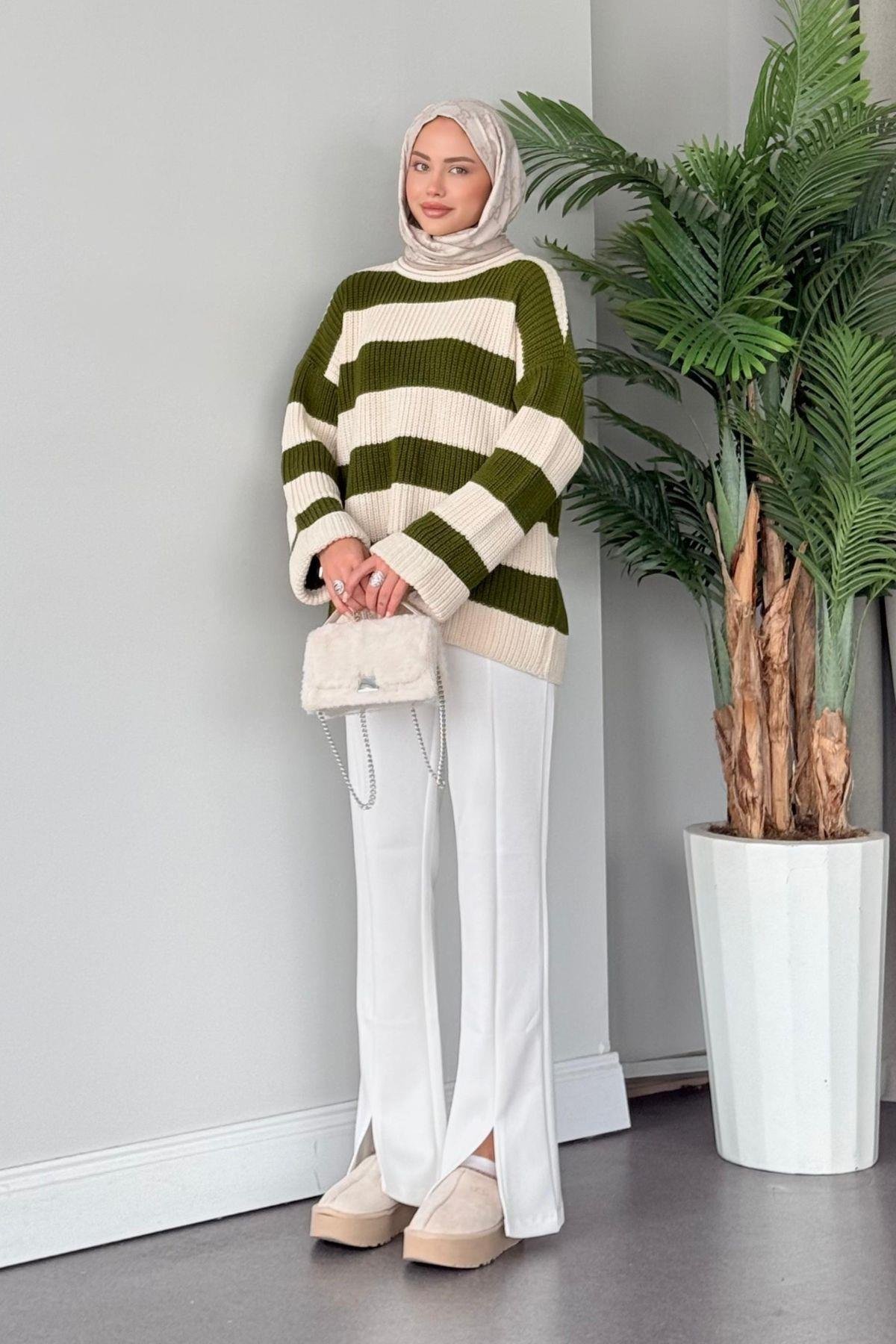 Kalın Çzg Kazak Yağyeşili, Fiyatları Haza Moda | Tesettür Giyim | Kalın Çzg Kazak Yağyeşili