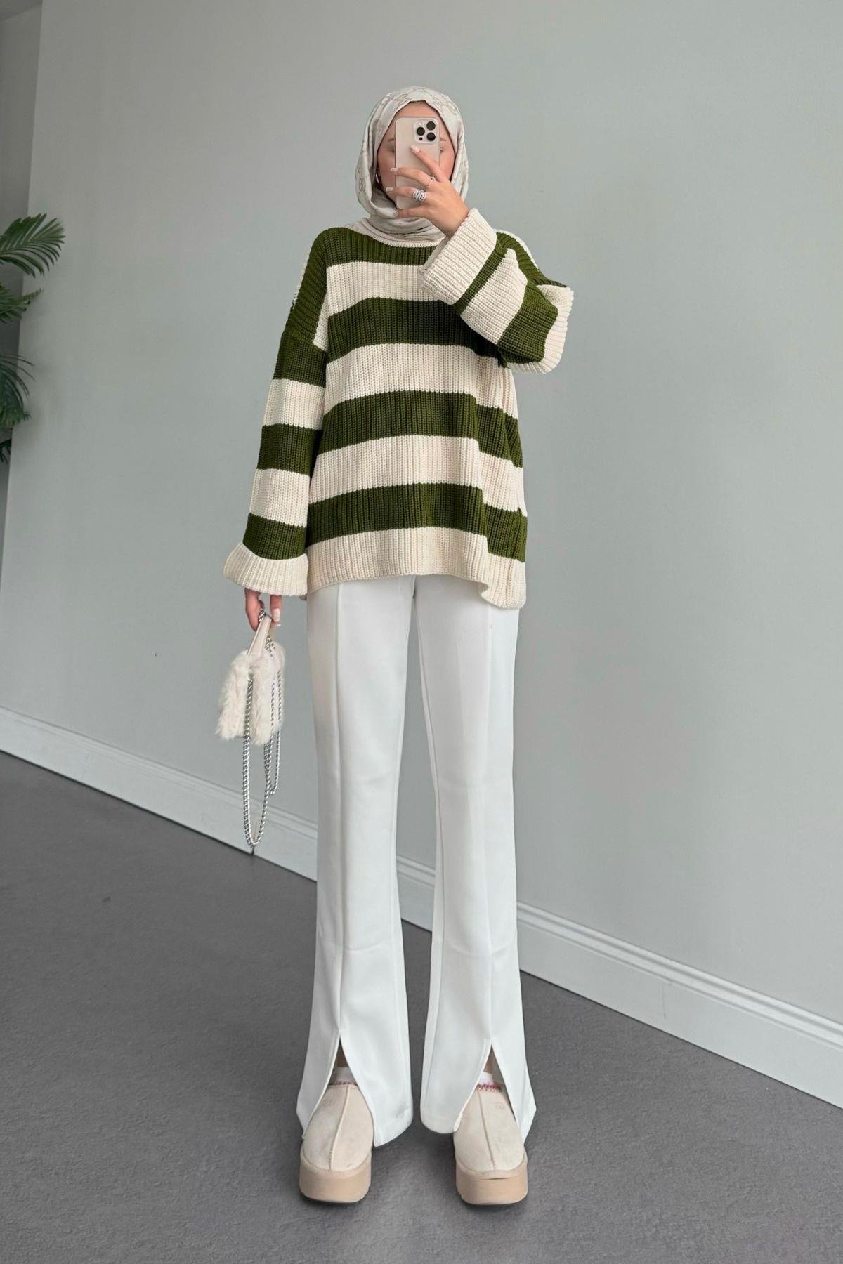 Kalın Çzg Kazak Yağyeşili, Fiyatları Haza Moda | Tesettür Giyim | Kalın Çzg Kazak Yağyeşili