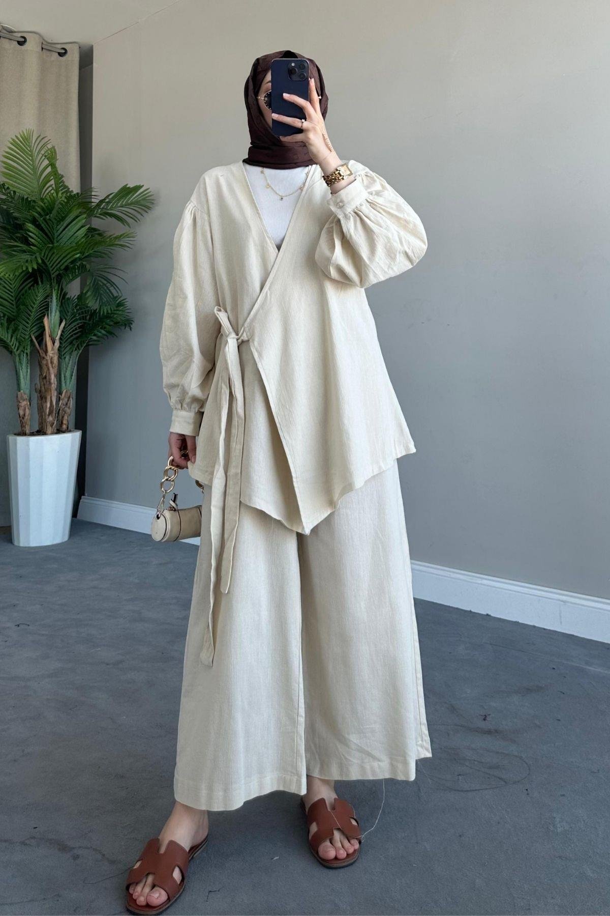 Kalın Kemer Keten Takım Bej, Fiyatları 