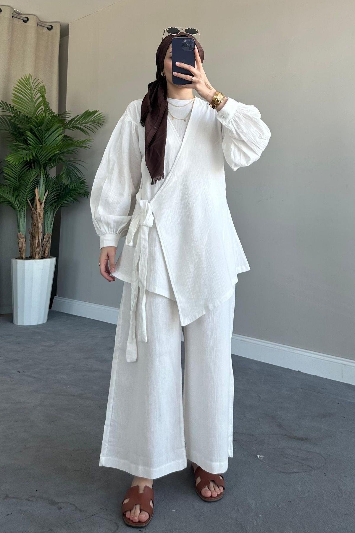 Kalın Kemer Keten Takım Beyaz, Fiyatları 