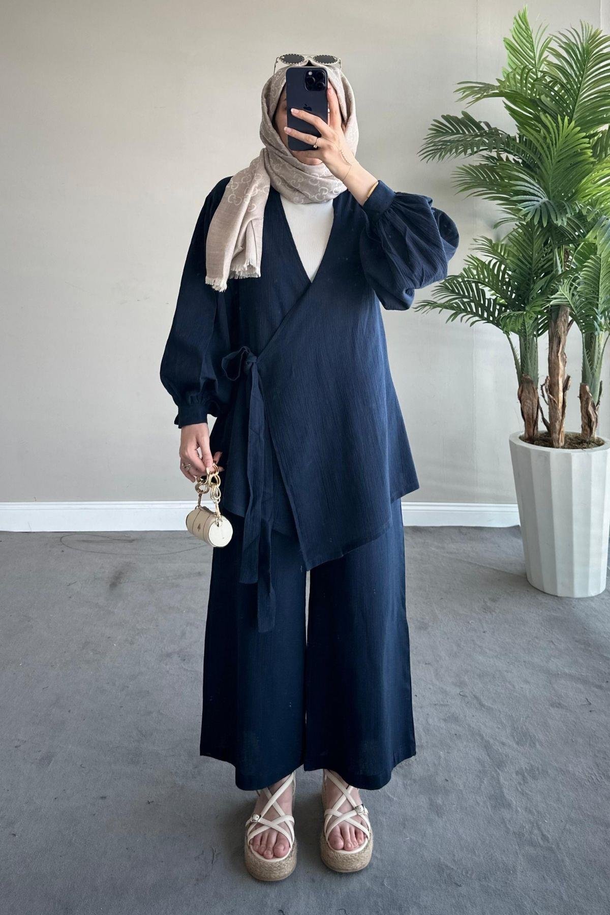 Kalın Kemer Keten Takım Lacivert, Fiyatları 