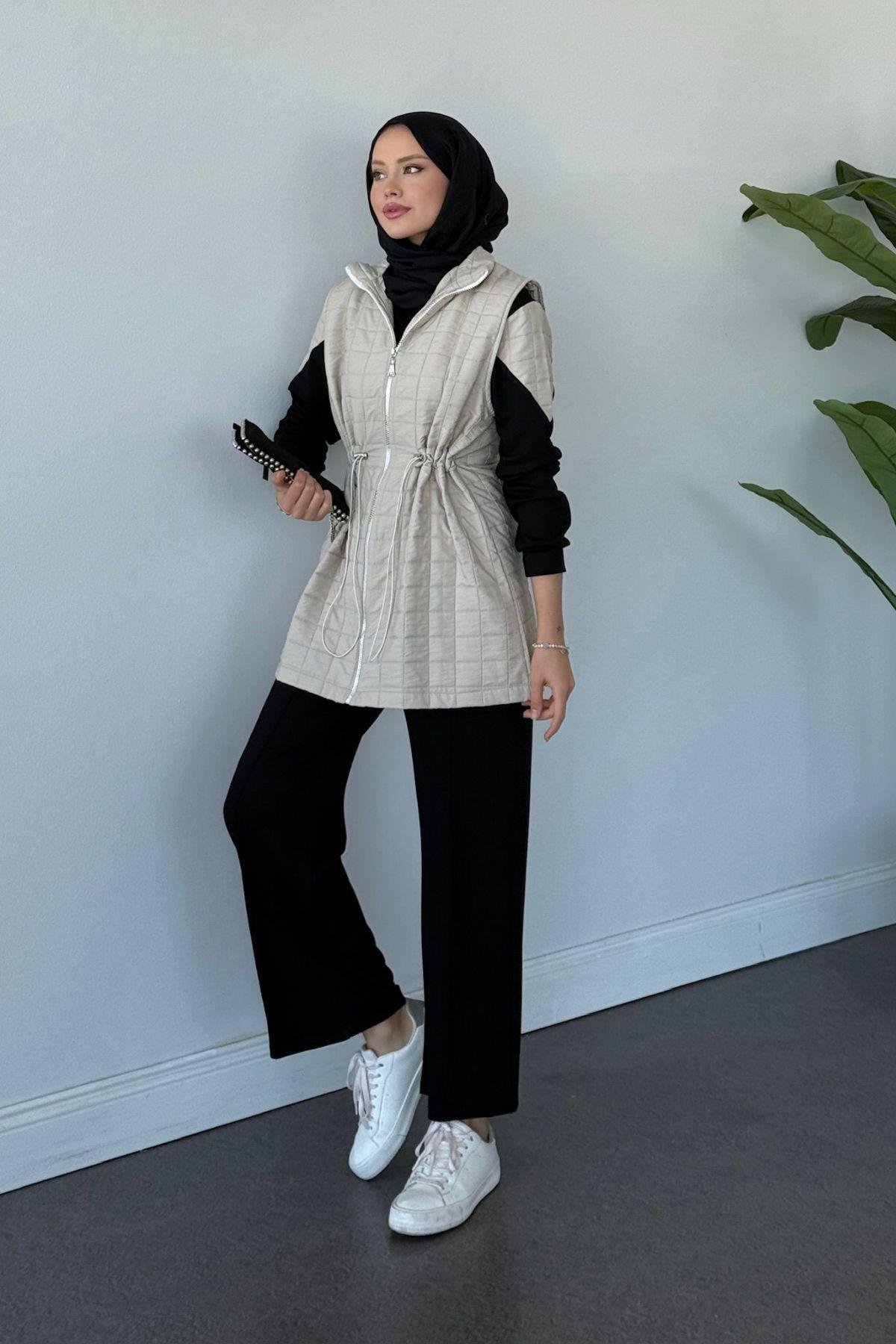 Kapitoneli Üçlü Pamuklu Takım Bej, Fiyatları Kapitoneli Üçlü Pamuklu Takım Bej Haza Moda 