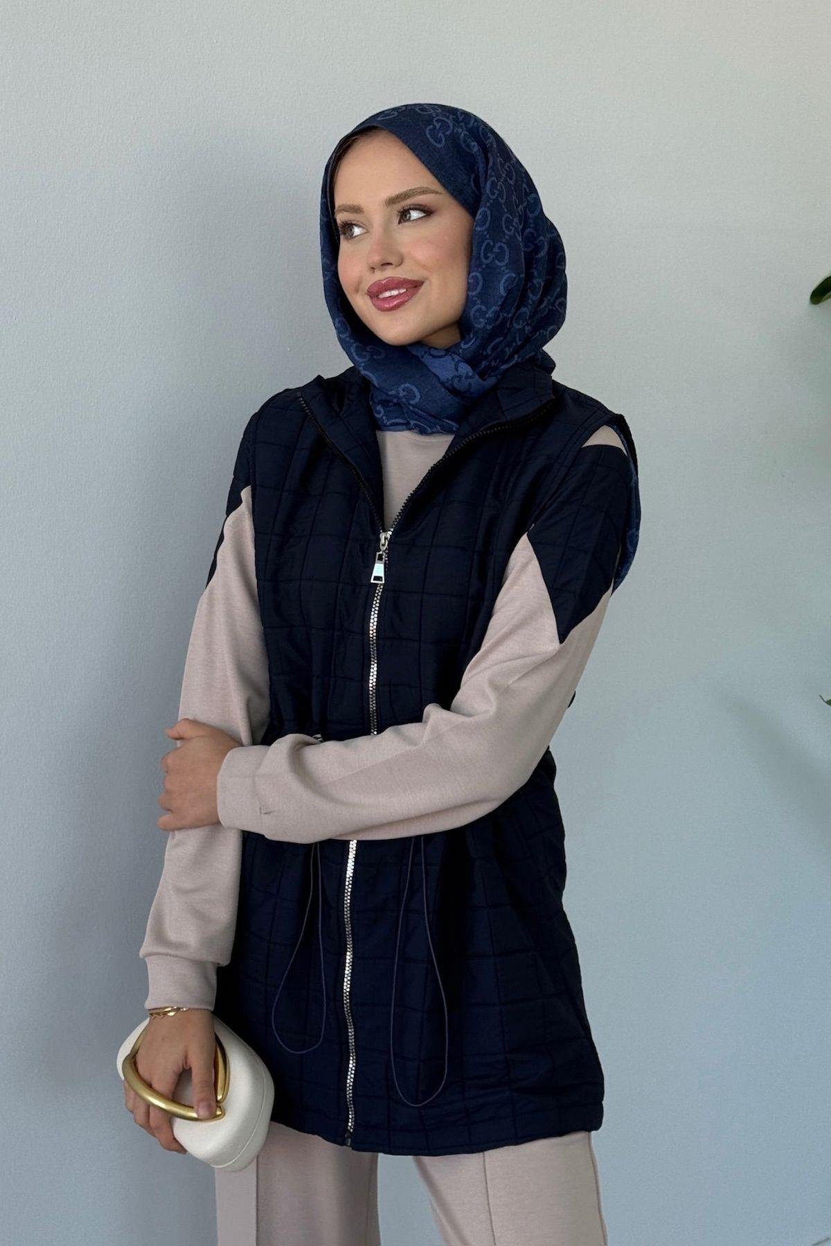 Kapitoneli Üçlü Pamuklu Takım Lacivert, Fiyatları Kapitoneli Üçlü Pamuklu Takım Lacivert Haza Moda 