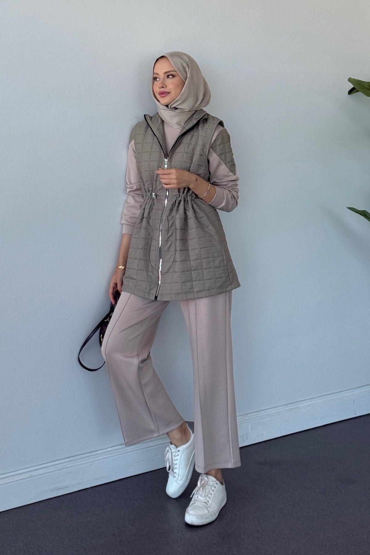 Kapitoneli Üçlü Pamuklu Takım Mint , Fiyatları Kapitoneli Üçlü Pamuklu Takım Mint  Haza Moda 