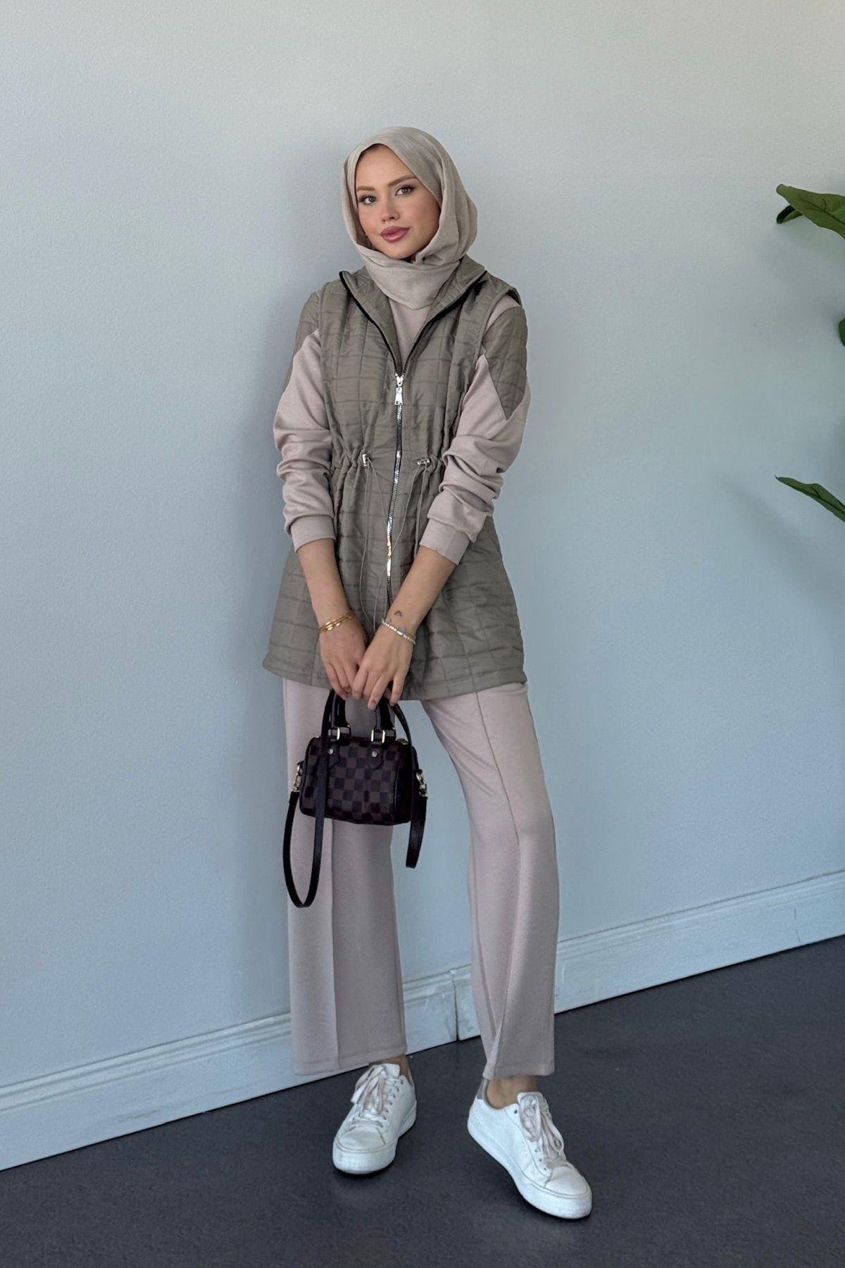 Kapitoneli Üçlü Pamuklu Takım Mint , Fiyatları Kapitoneli Üçlü Pamuklu Takım Mint  Haza Moda 