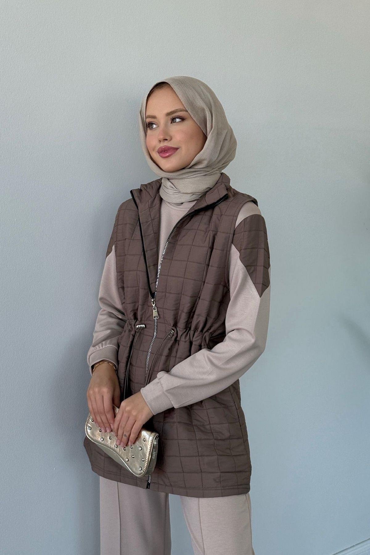 Kapitoneli Üçlü Pamuklu Takım Vizon, Fiyatları Kapitoneli Üçlü Pamuklu Takım Vizon Haza Moda 