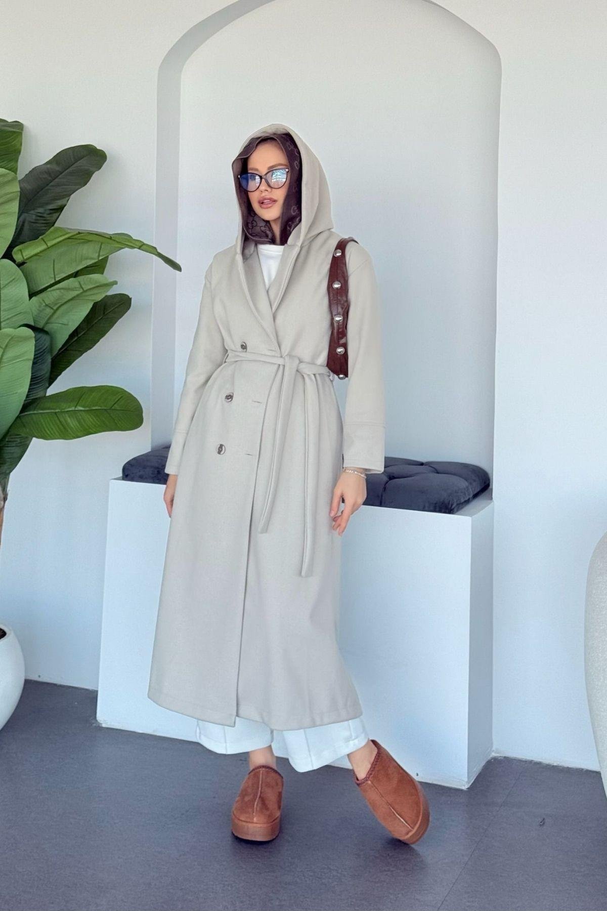 Kapşonulu Kaşe Kaban Bej, Fiyatları 