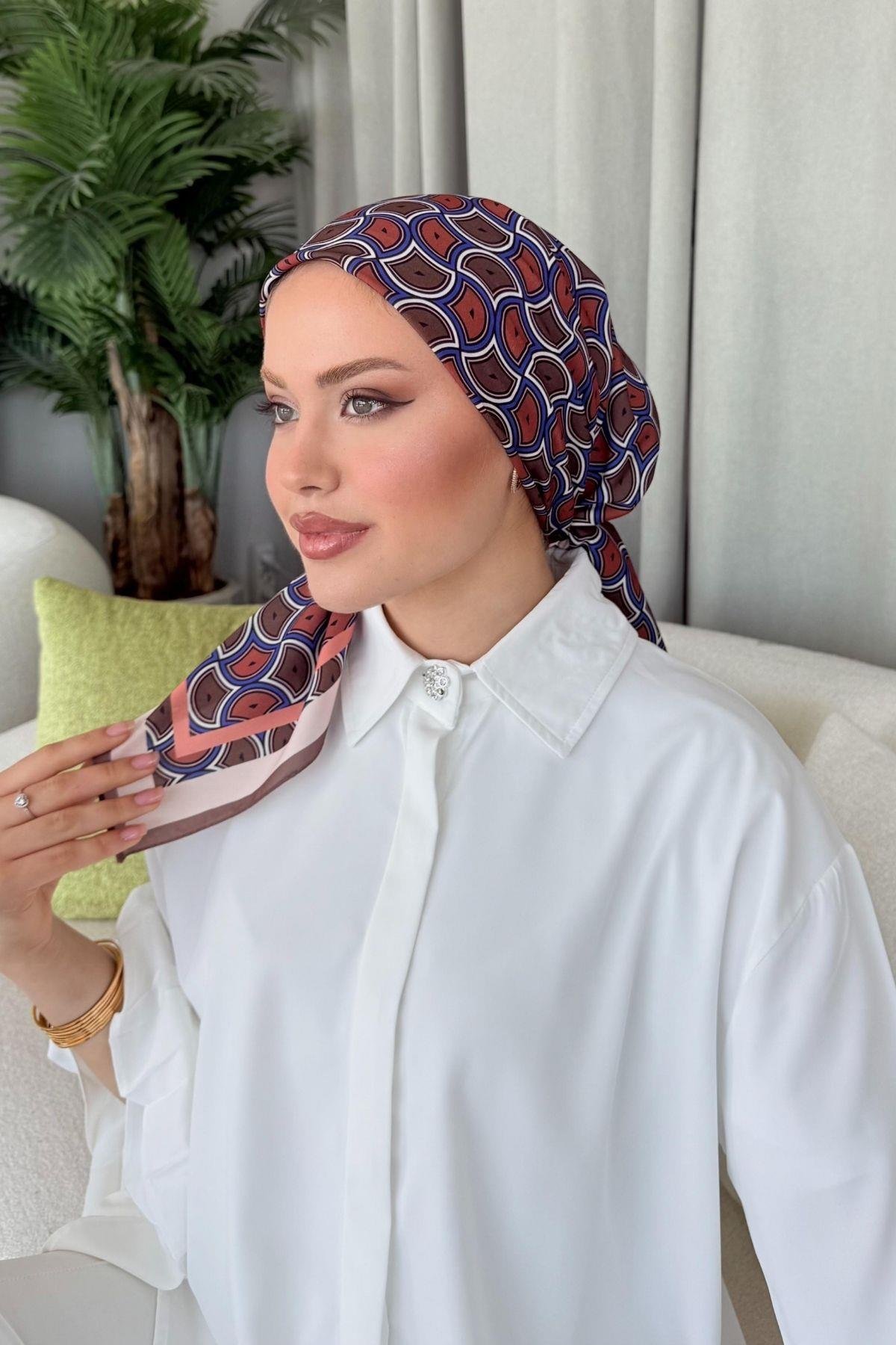 Karel Desenli Eşarp Kahve, Fiyatları Karel Desenli Eşarp Kahve- Haza Moda 