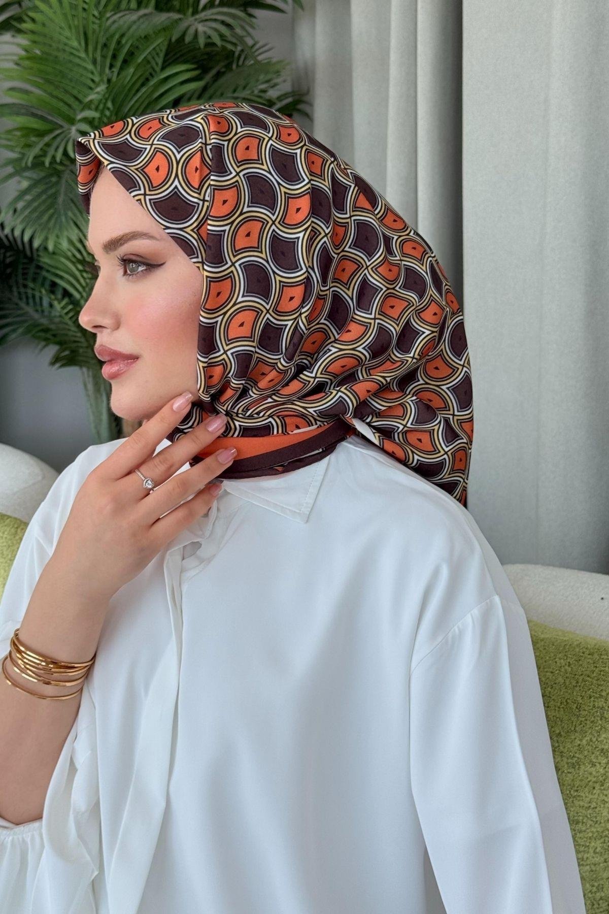 Karel Desenli Eşarp Turuncu, Fiyatları Karel Desenli Eşarp Turuncu- Haza Moda 