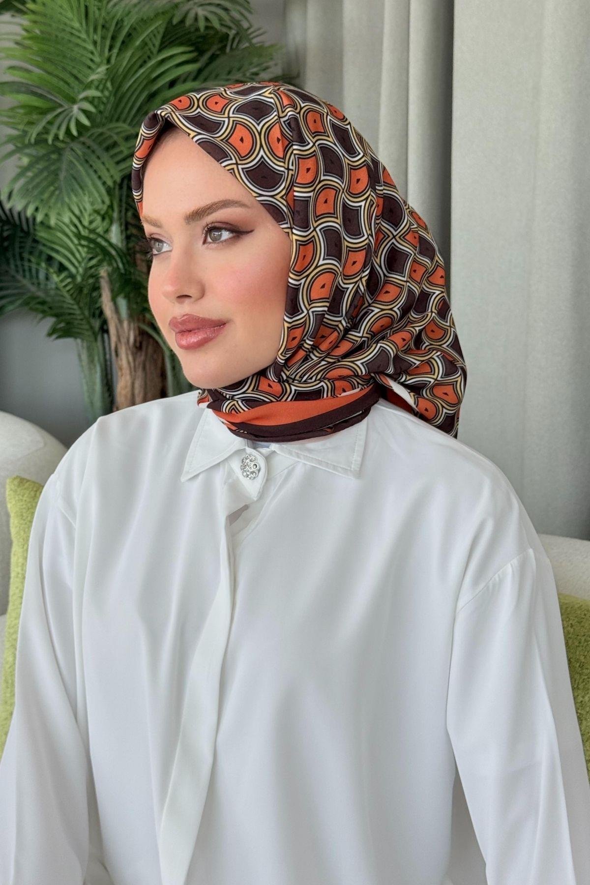 Karel Desenli Eşarp Turuncu, Fiyatları Karel Desenli Eşarp Turuncu- Haza Moda 