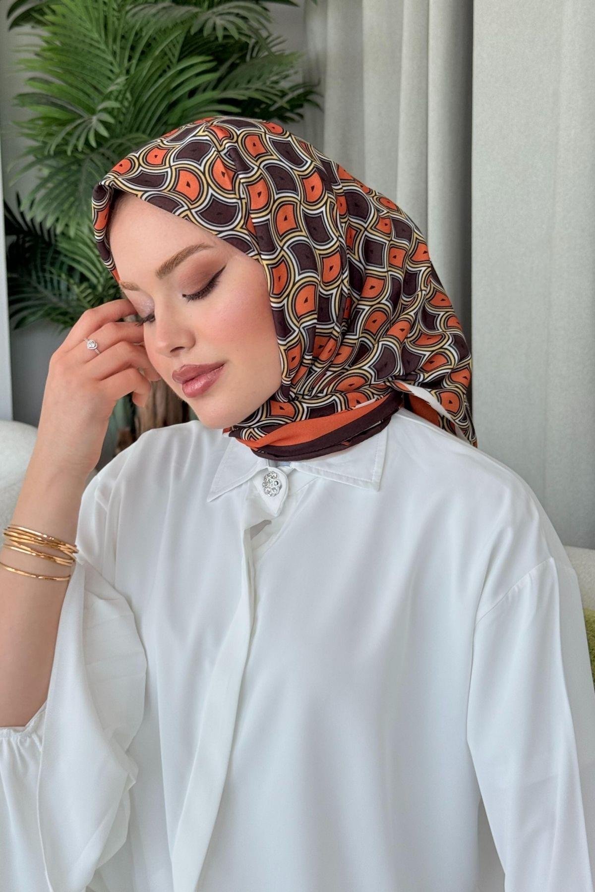 Karel Desenli Eşarp Turuncu, Fiyatları Karel Desenli Eşarp Turuncu- Haza Moda 