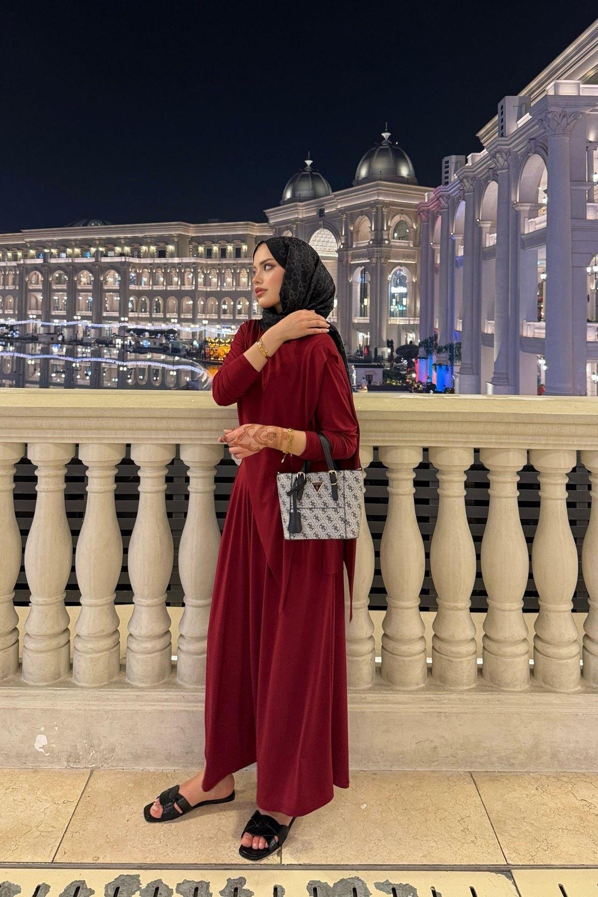 Katar Sandy Takım Bordo, Fiyatları Katar Sandy Takım Bordo Haza Moda 