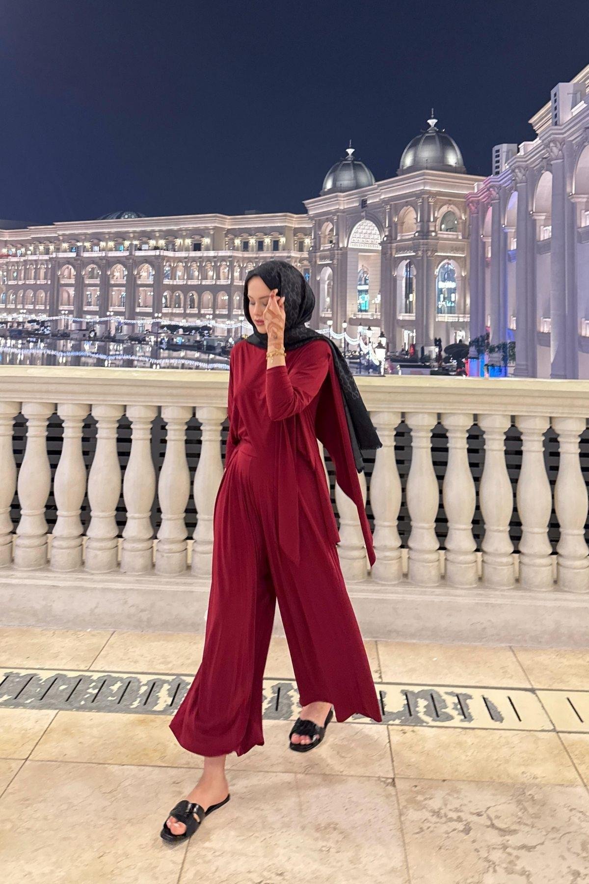 Katar Sandy Takım Bordo, Fiyatları Katar Sandy Takım Bordo Haza Moda 