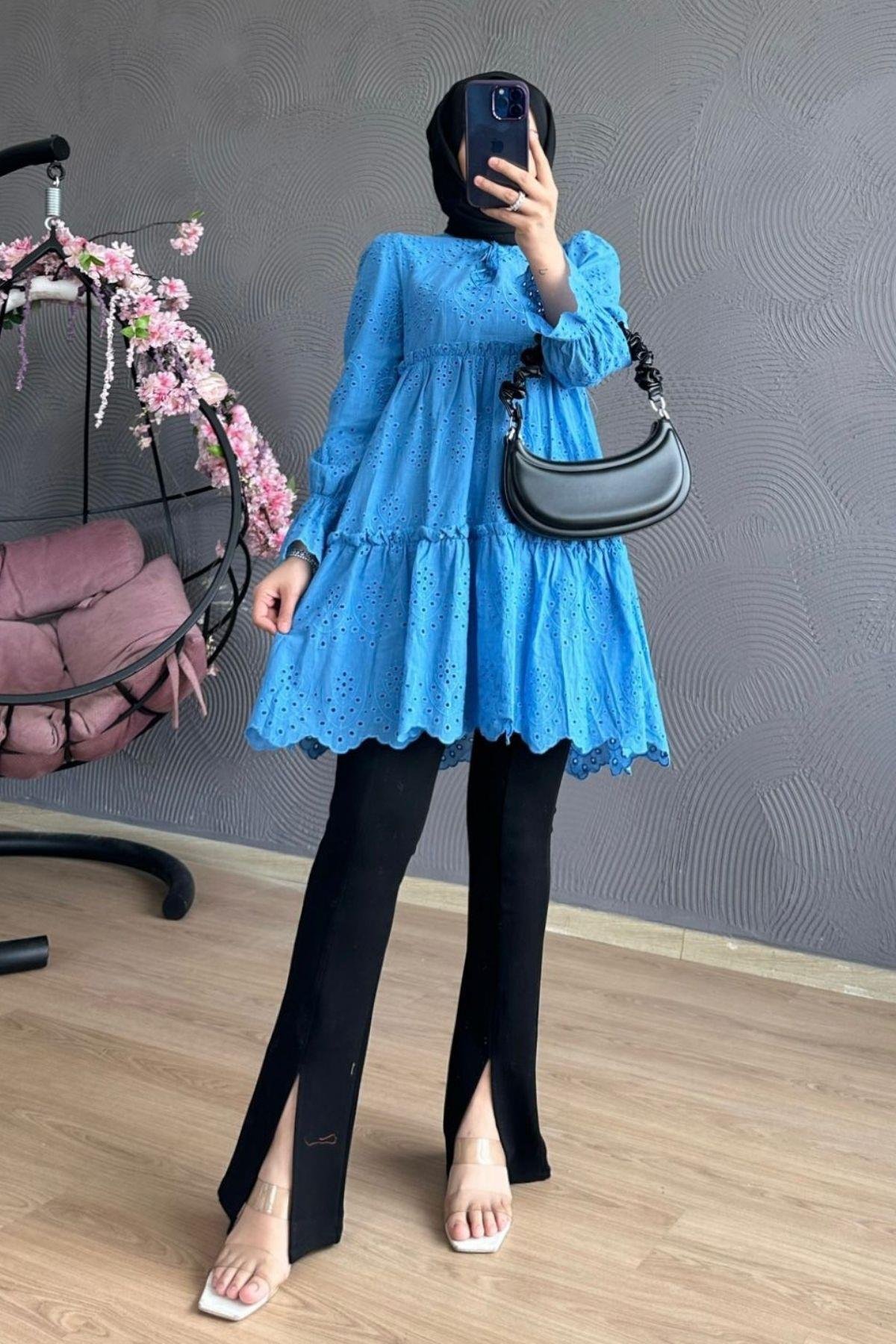 Katkat Güpür Gömlek Mavi, Fiyatları 