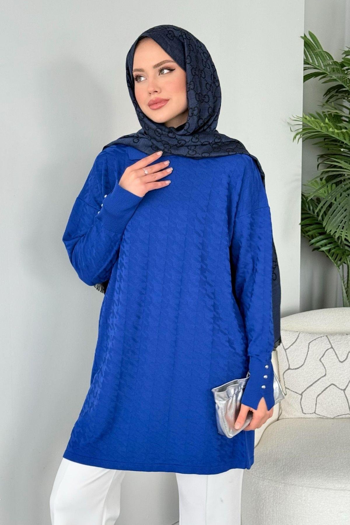 Kaz Ayağı Desenli Merserize Tunik Saks, Fiyatları 