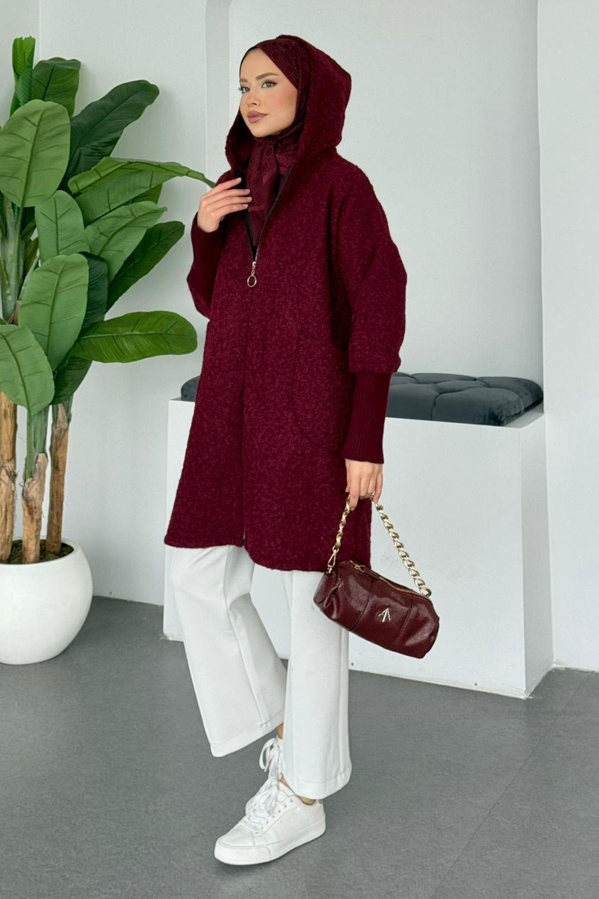 Keçe Fermuarlı Kaban Bordo, Fiyatları 