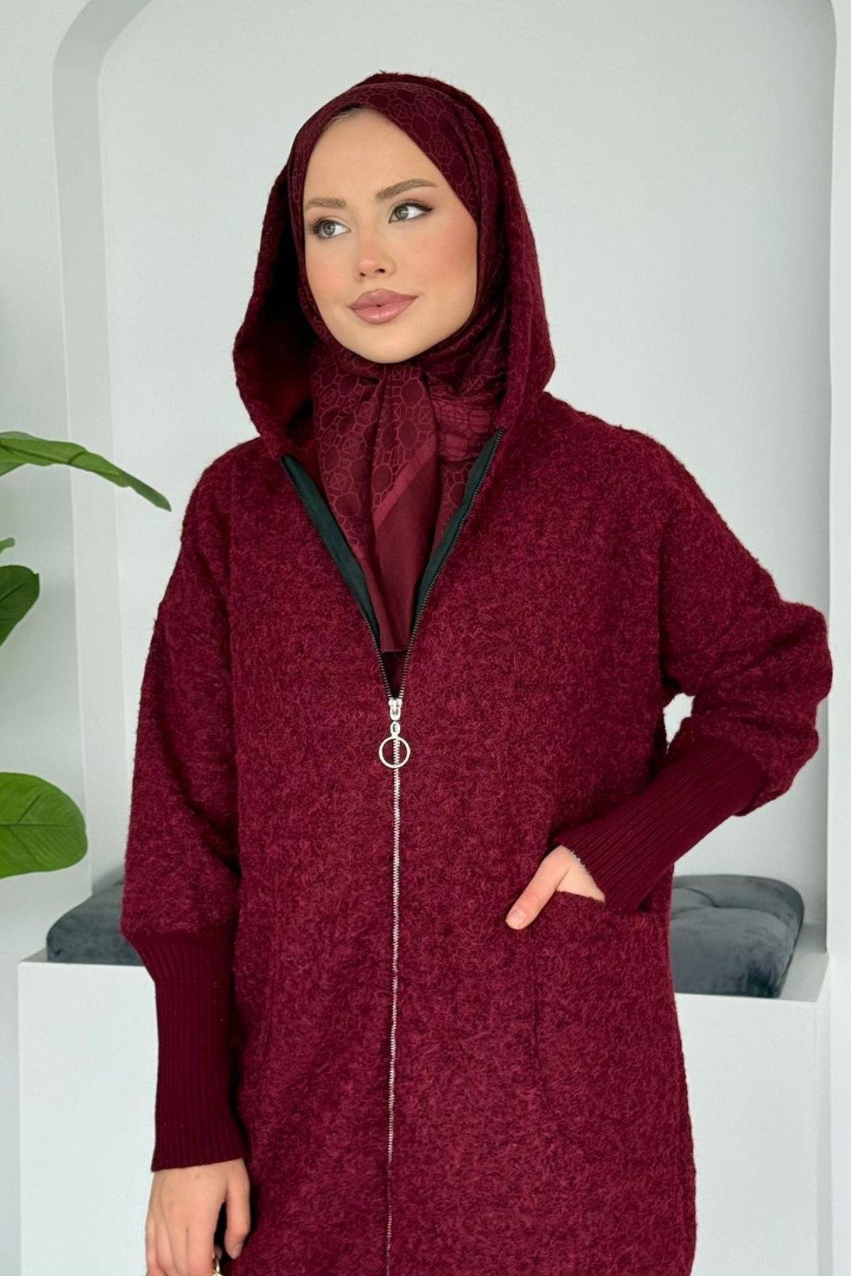 Keçe Fermuarlı Kaban Bordo, Fiyatları 