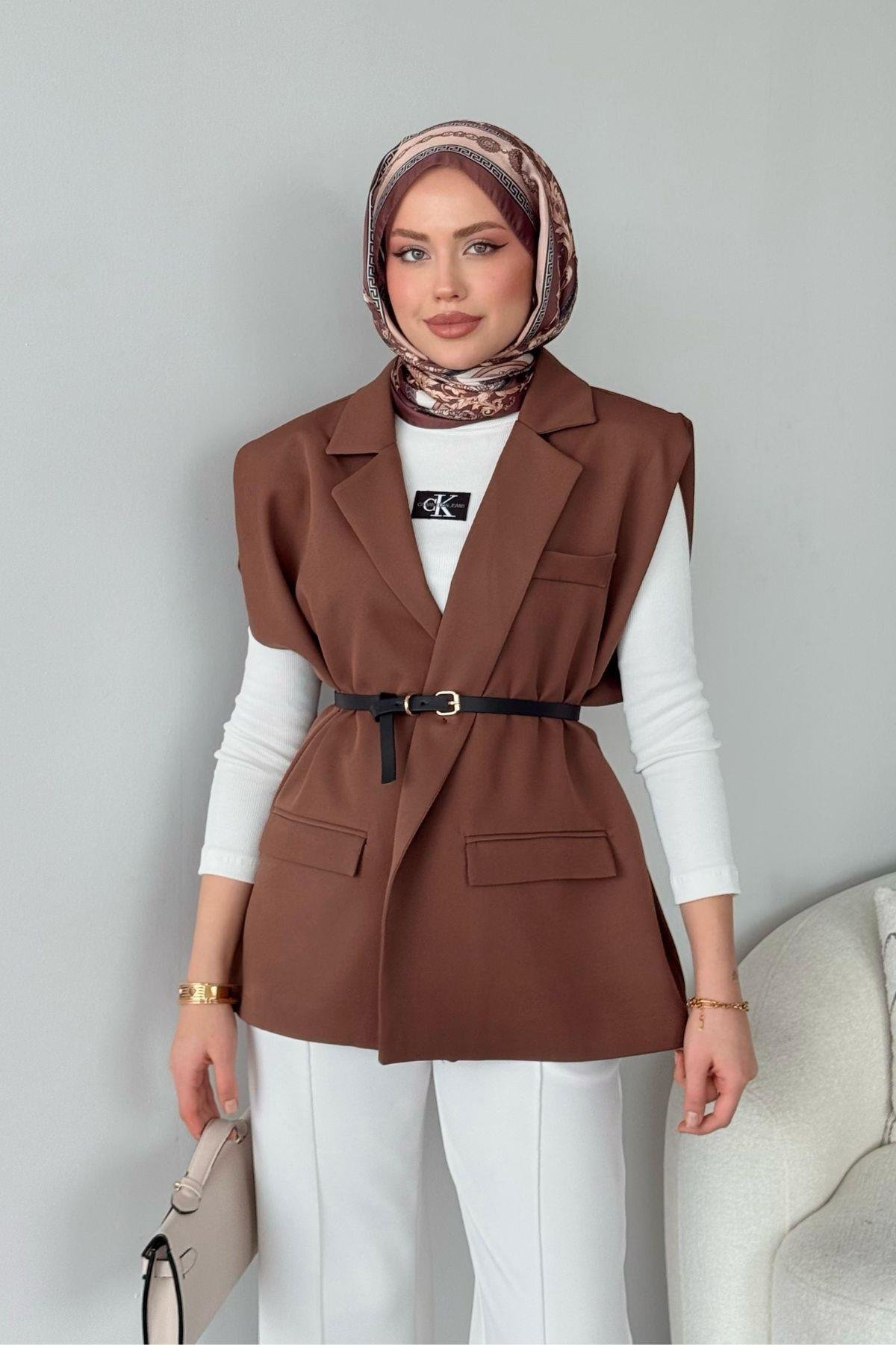 Kemerli Blazer Ceket Kahve, Fiyatları 