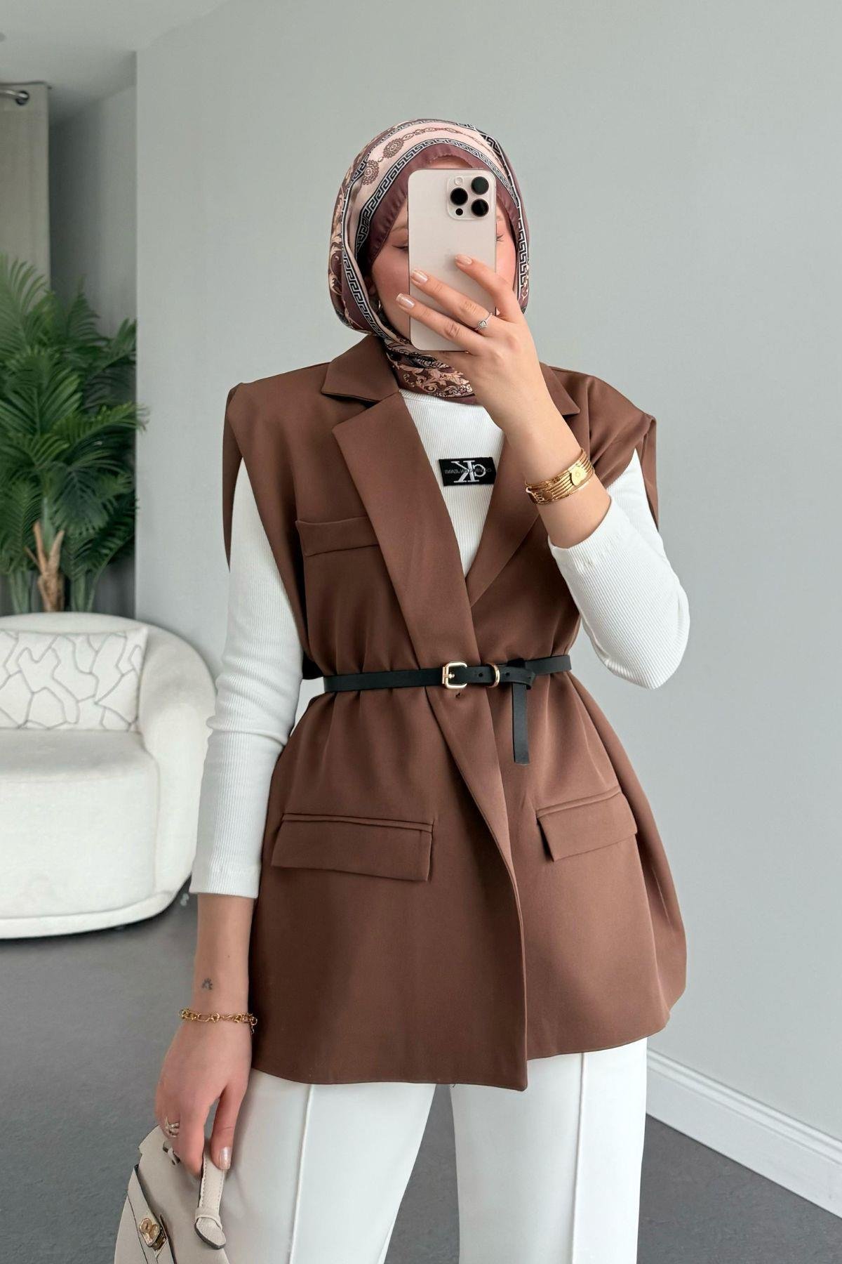 Kemerli Blazer Ceket Kahve, Fiyatları 