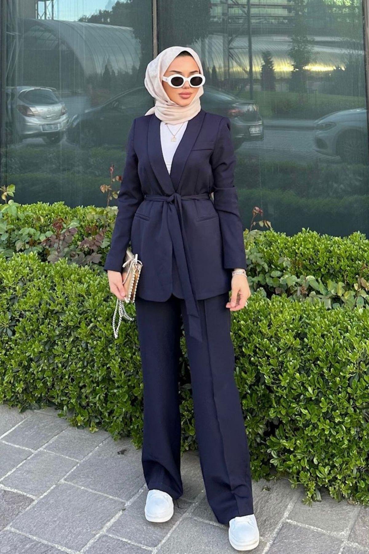 Kemerli Palazzo Takım Lacivert, Fiyatları 