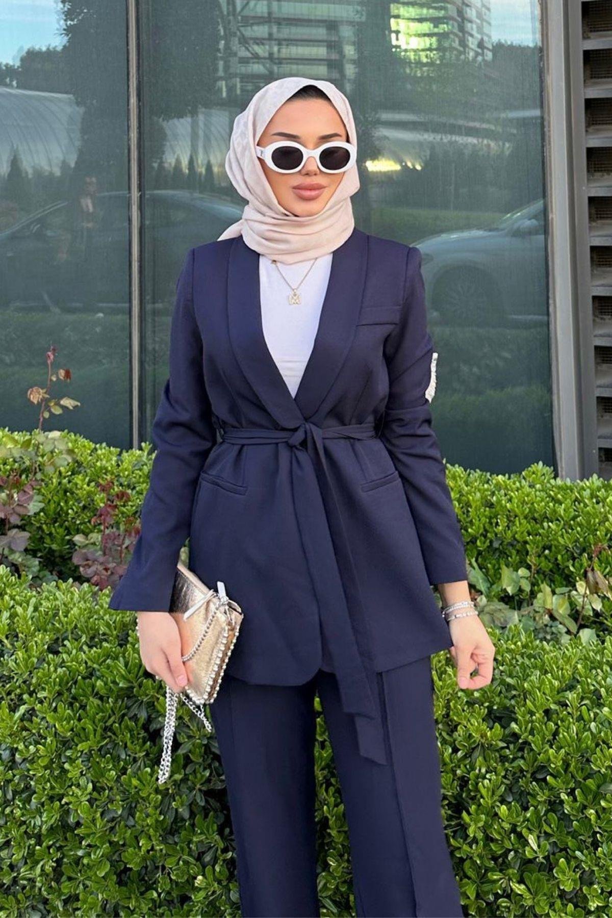 Kemerli Palazzo Takım Lacivert, Fiyatları 