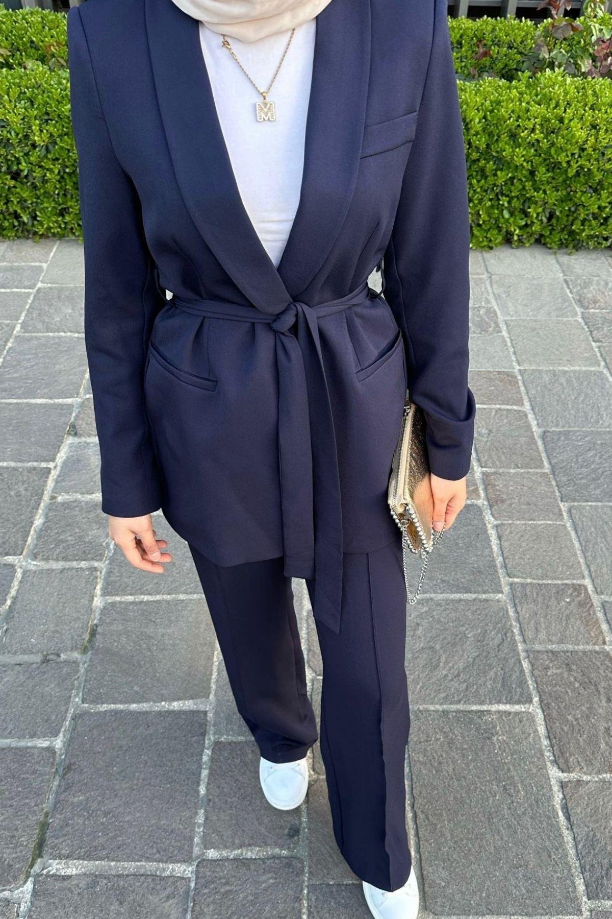 Kemerli Palazzo Takım Lacivert, Fiyatları 