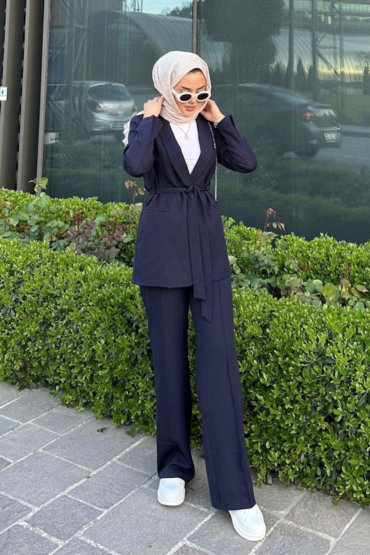 Kemerli Palazzo Takım Lacivert, Fiyatları 