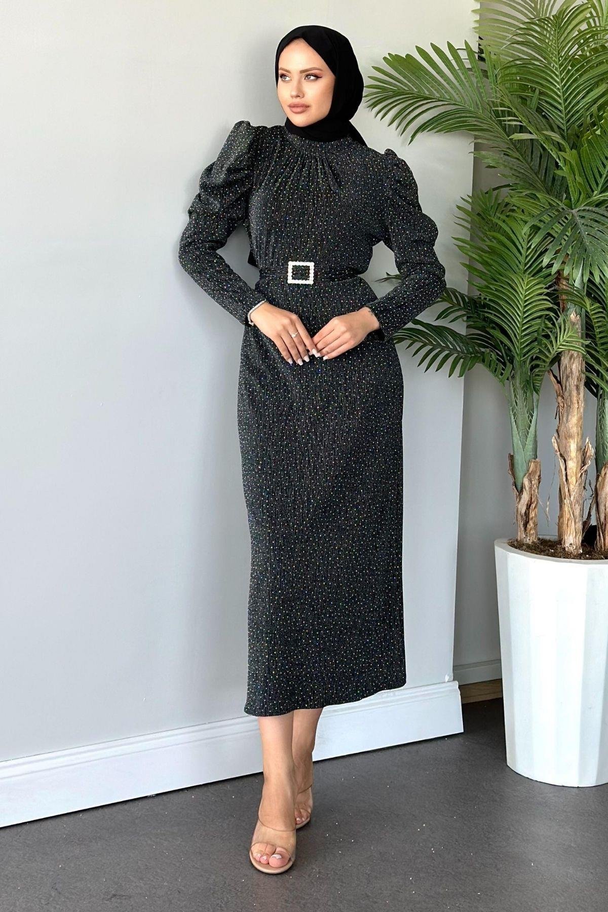 Kendinden Simli Elbise Füme, Fiyatları 