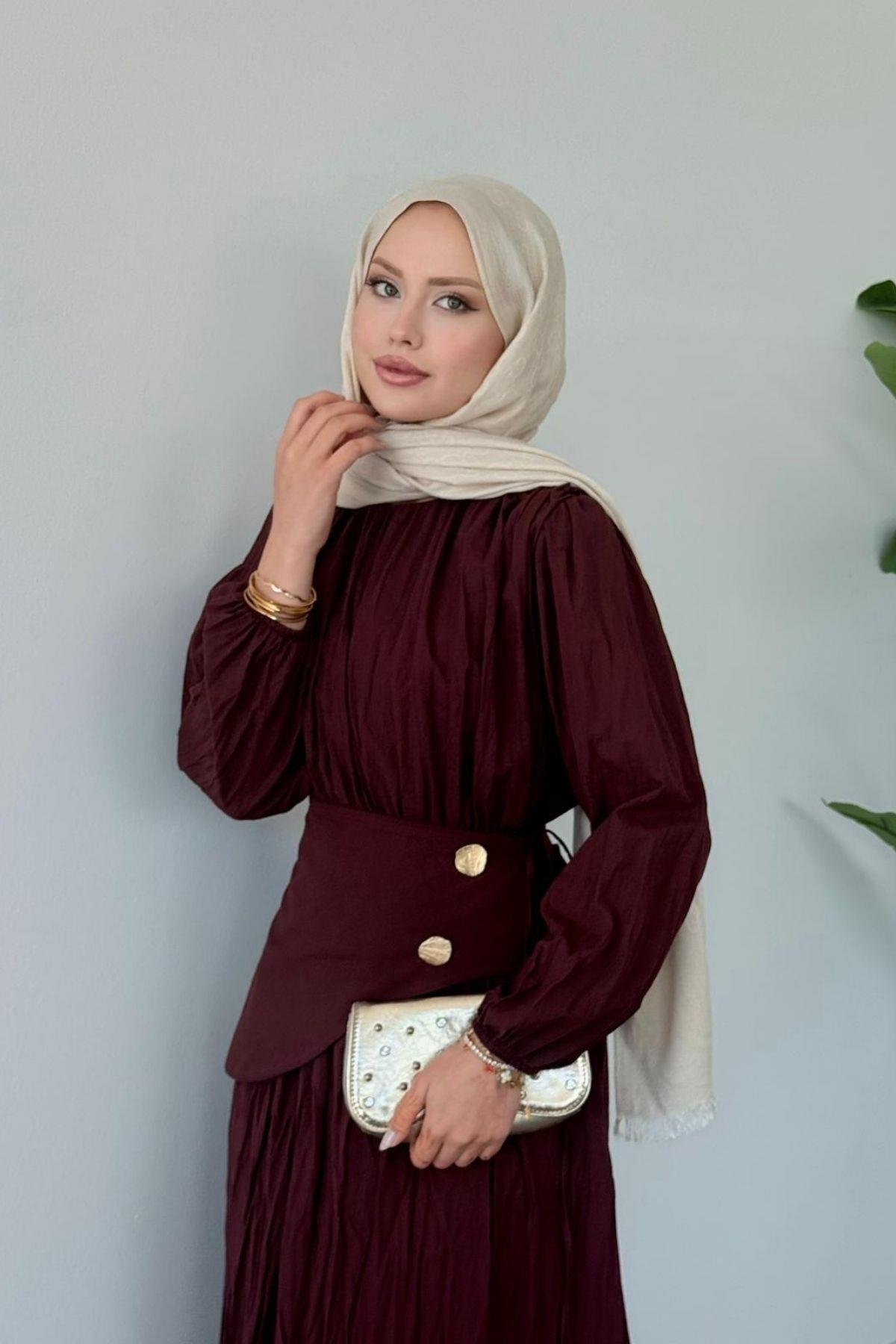 Kendy Pelerinli Elbise BORDO, Fiyatları Kendy Pelerinli Elbise BORDO- Haza Moda