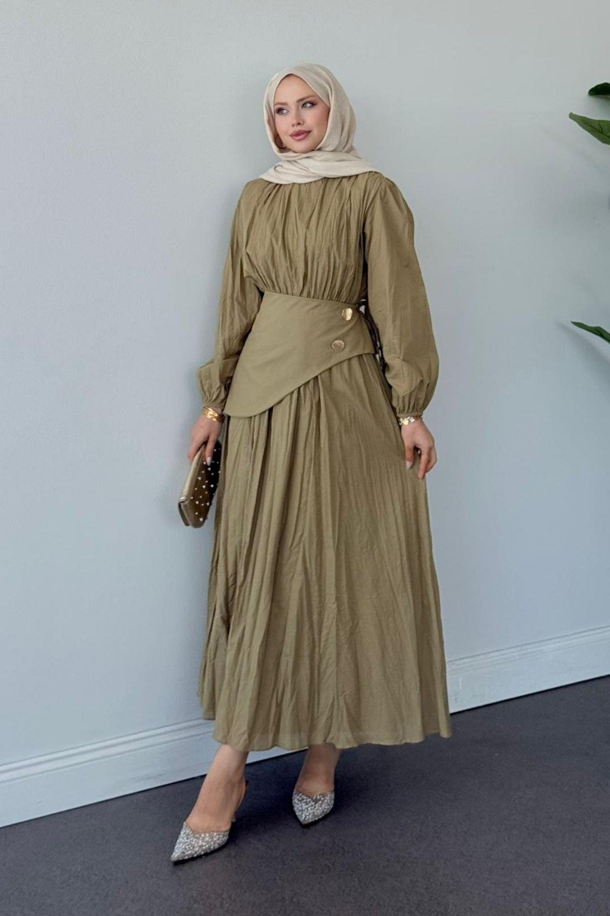 Kendy Pelerinli Elbise HAKİ, Fiyatları Kendy Pelerinli Elbise HAKİ - Haza Moda