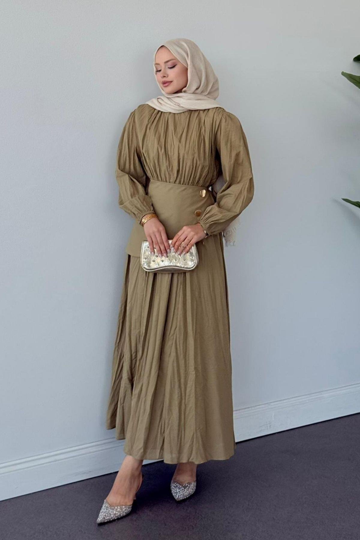 Kendy Pelerinli Elbise HAKİ, Fiyatları Kendy Pelerinli Elbise HAKİ - Haza Moda